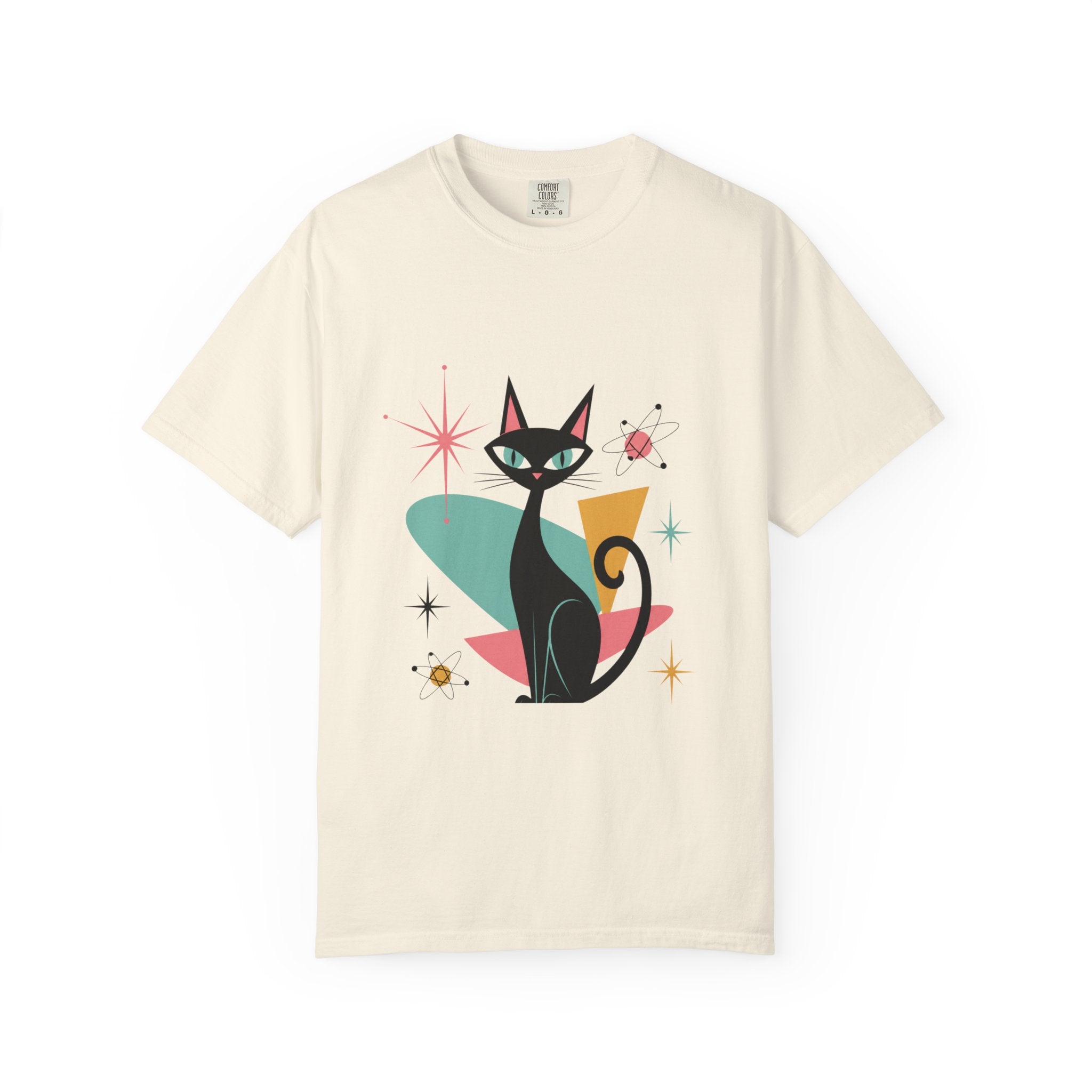 Retro Atomic Black Cat T-Shirt — 1950s Mid-Century Modern Graphic