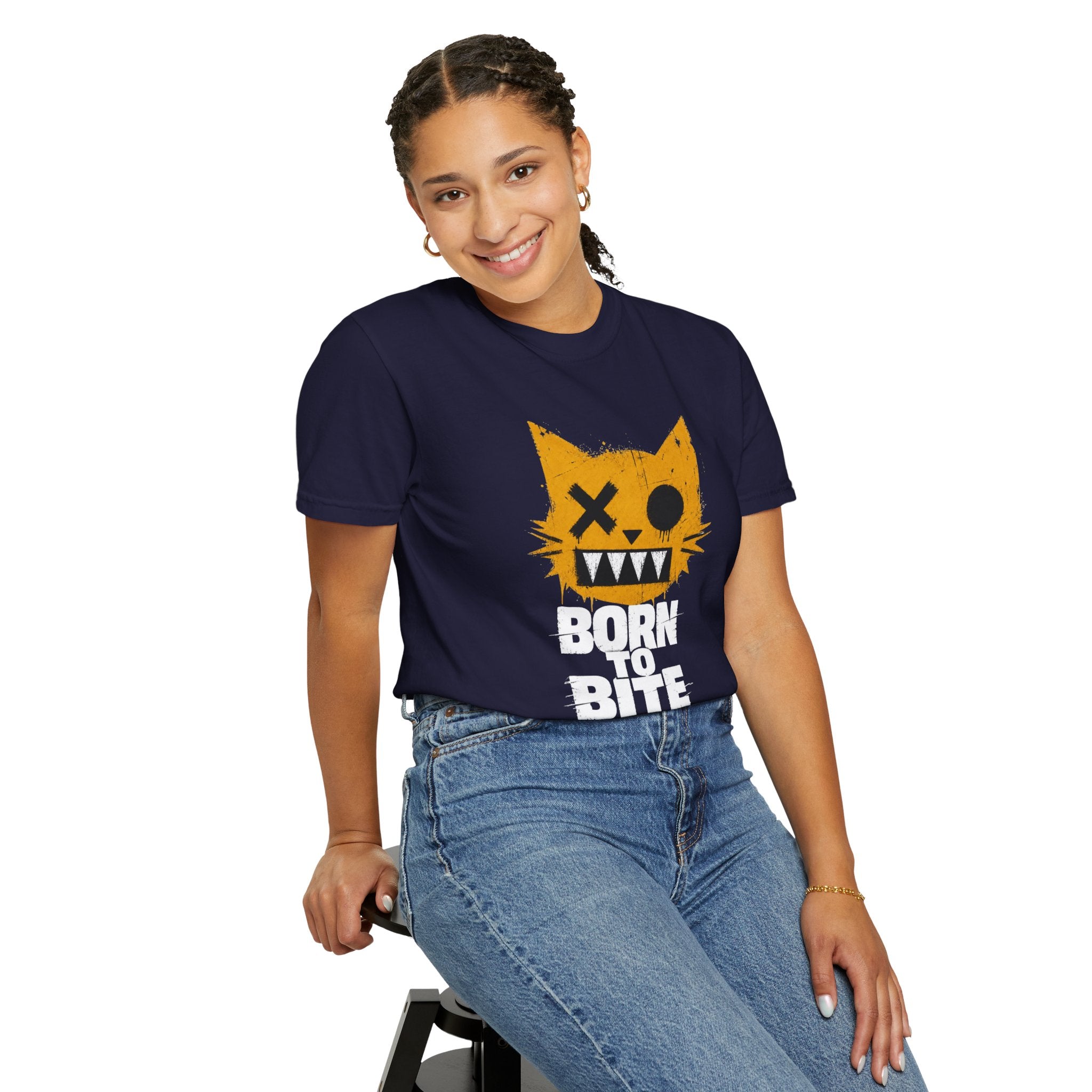 Born to Bite Cat T-Shirt — Graphic Halloween Horror Tee