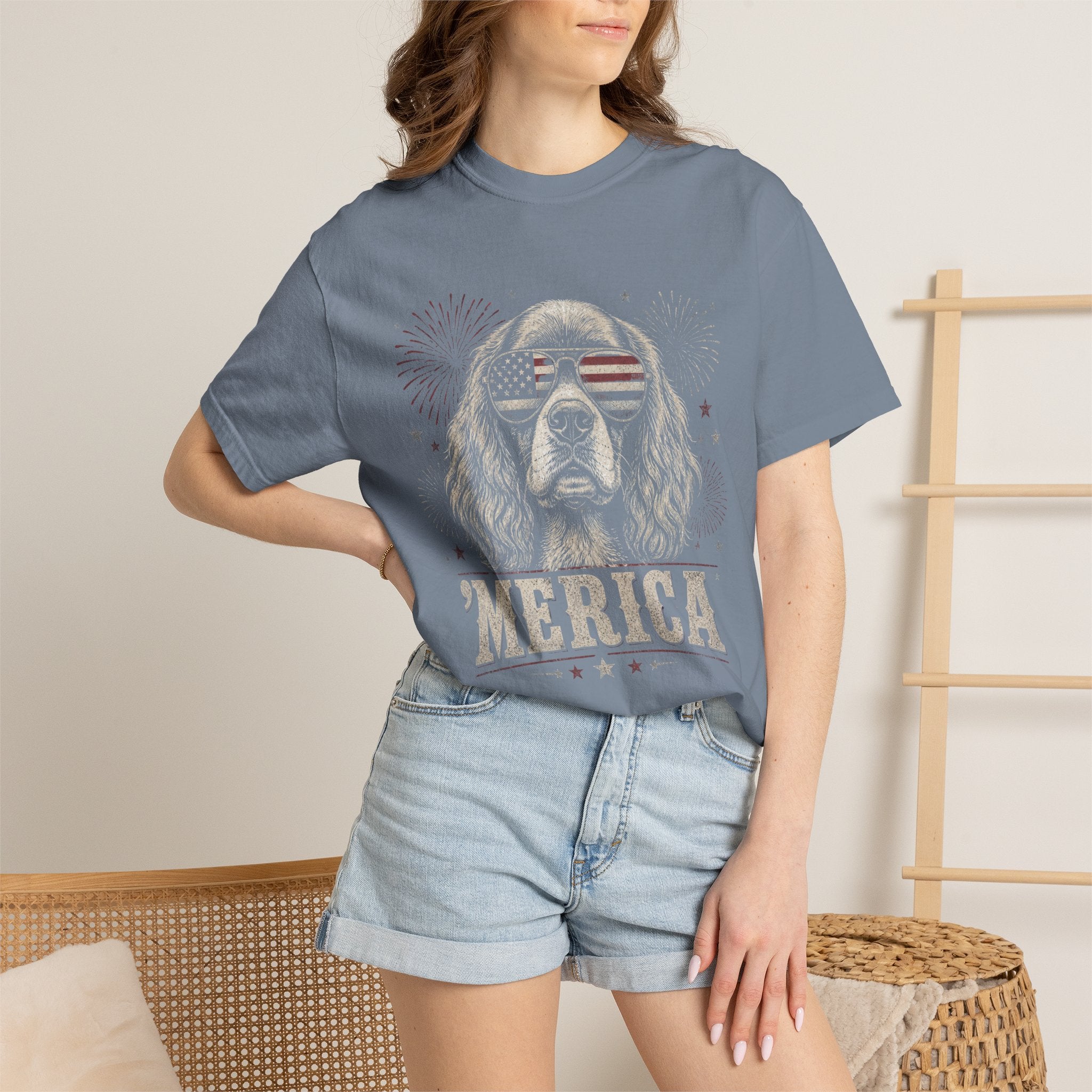 'MERICA Cocker Spaniel Aviator Sunglasses T-Shirt