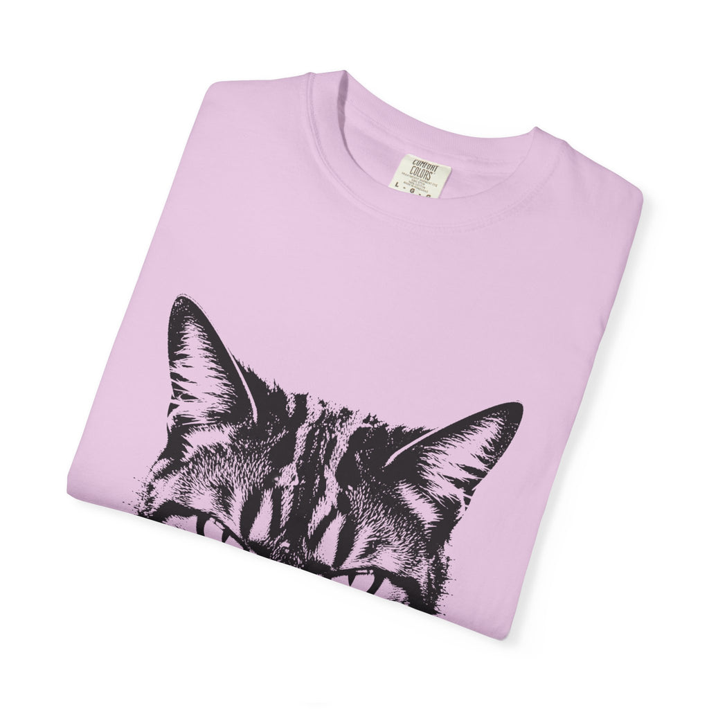 Tabby Cat Ink Portrait T-Shirt — Monochrome Fierce Cat Graphic