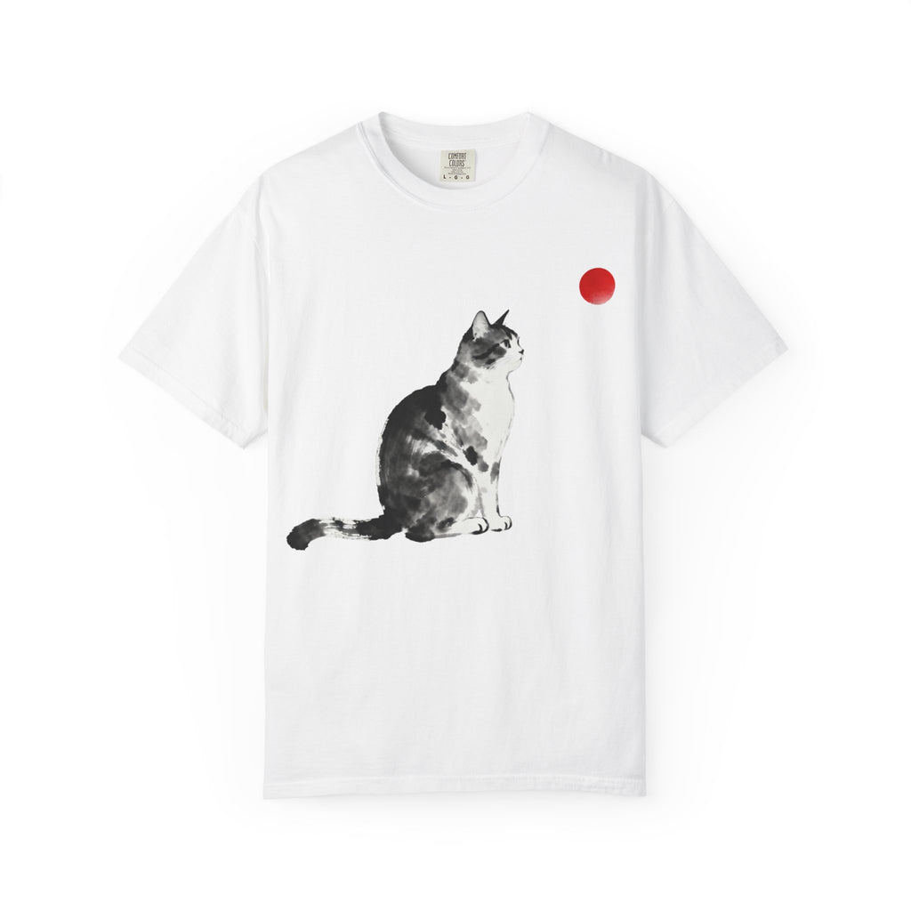 Sumi-e Tabby Cat T-Shirt — Minimalist Japanese Ink Wash Design