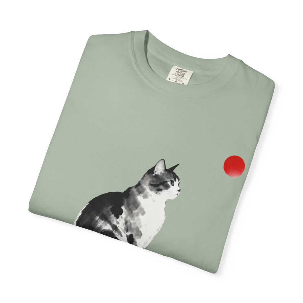 Sumi-e Tabby Cat T-Shirt — Minimalist Japanese Ink Wash Design