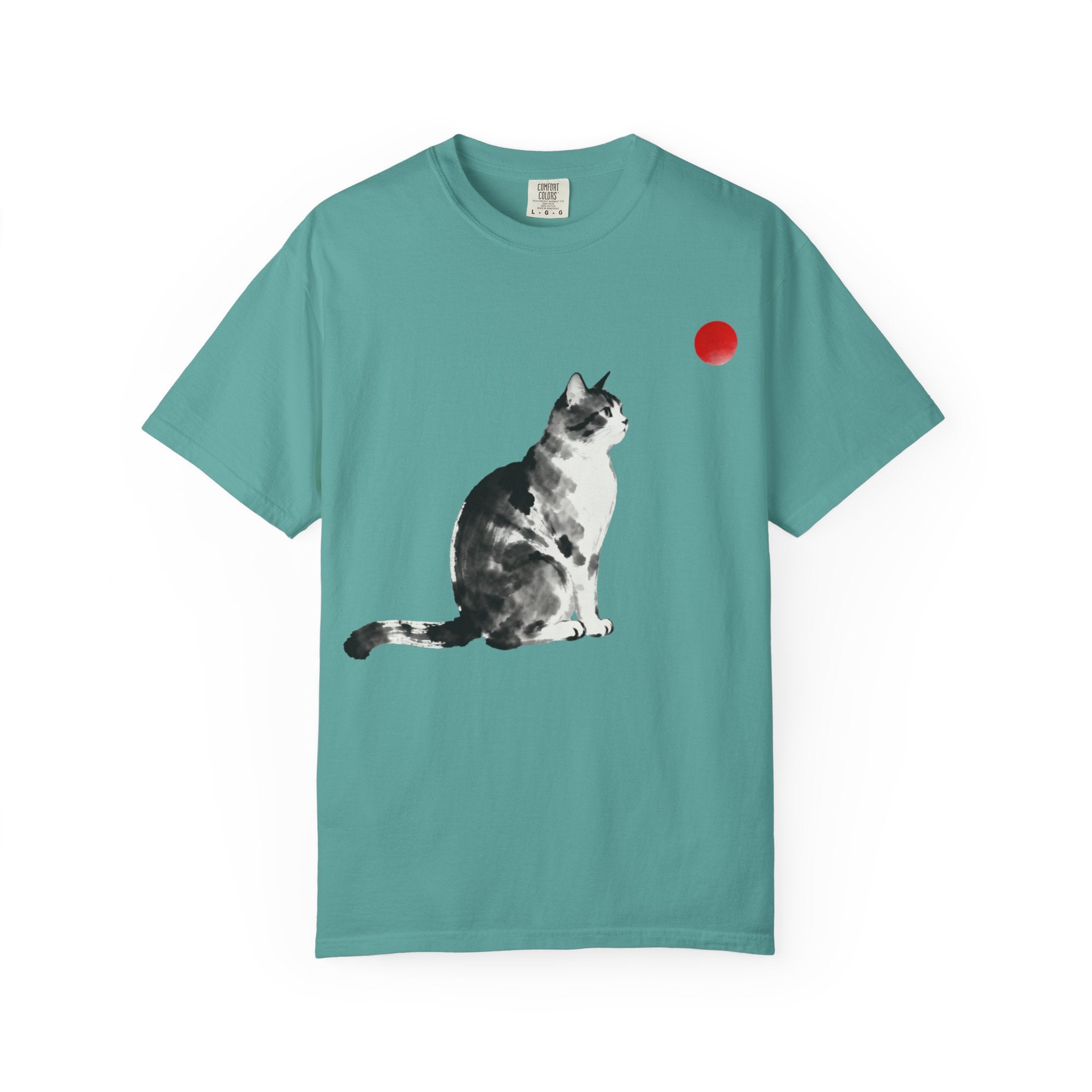Sumi-e Tabby Cat T-Shirt — Minimalist Japanese Ink Wash Design