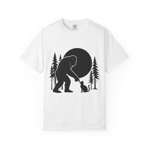 Bigfoot Boop T-Shirt — Minimal Sasquatch & Cat Silhouette Tee