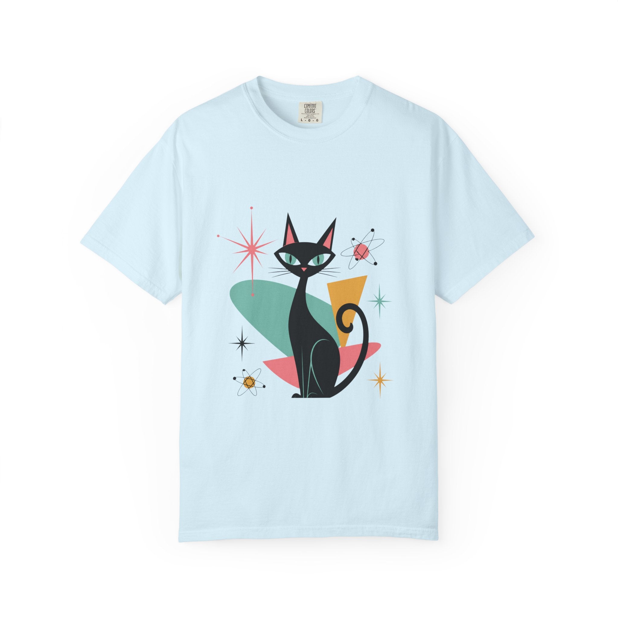 Retro Atomic Black Cat T-Shirt — 1950s Mid-Century Modern Graphic