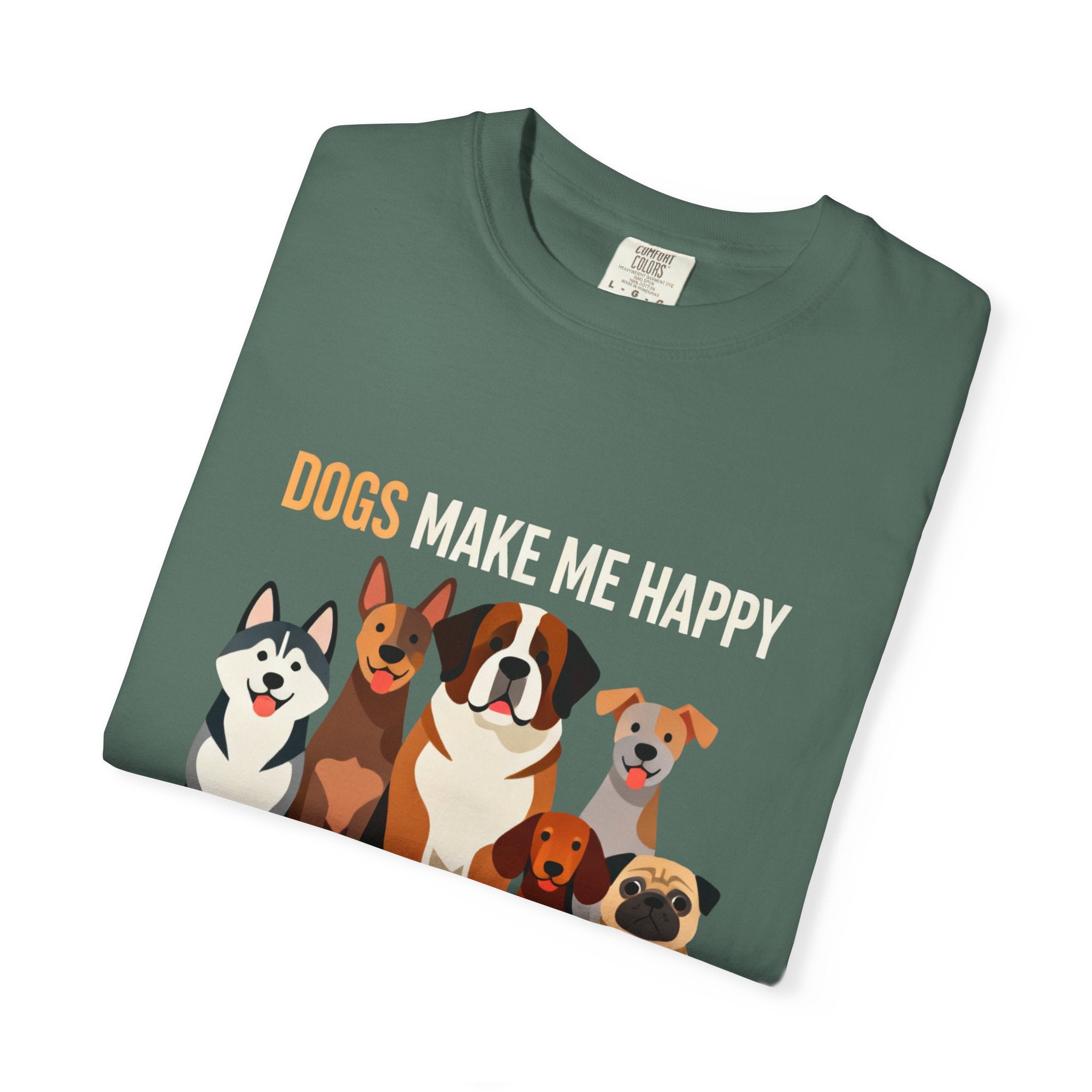 Dogs Make Me Happy T-Shirt — Cute Cartoon Dogs Graphic Tee