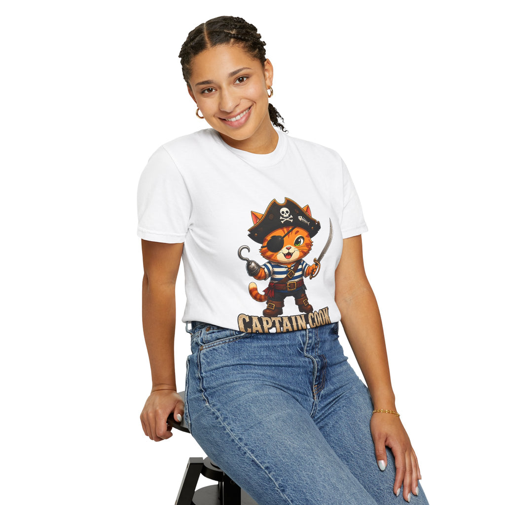 Captain Cook Pirate Cat T-Shirt — "Captain Cook: Looking for Trouble"