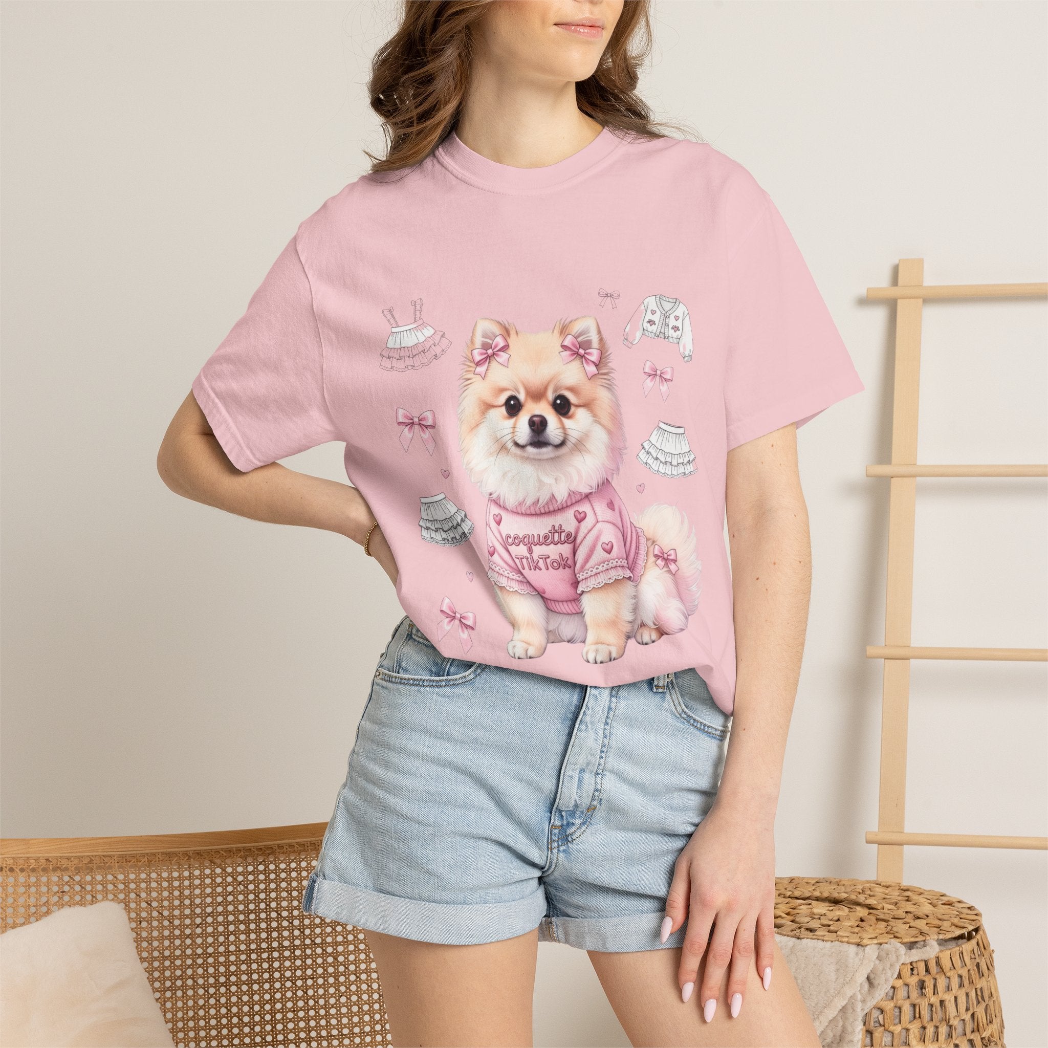 Pomeranian Coquette T-Shirt — 'coquette TikTok' Pastel Anime Dog Tee