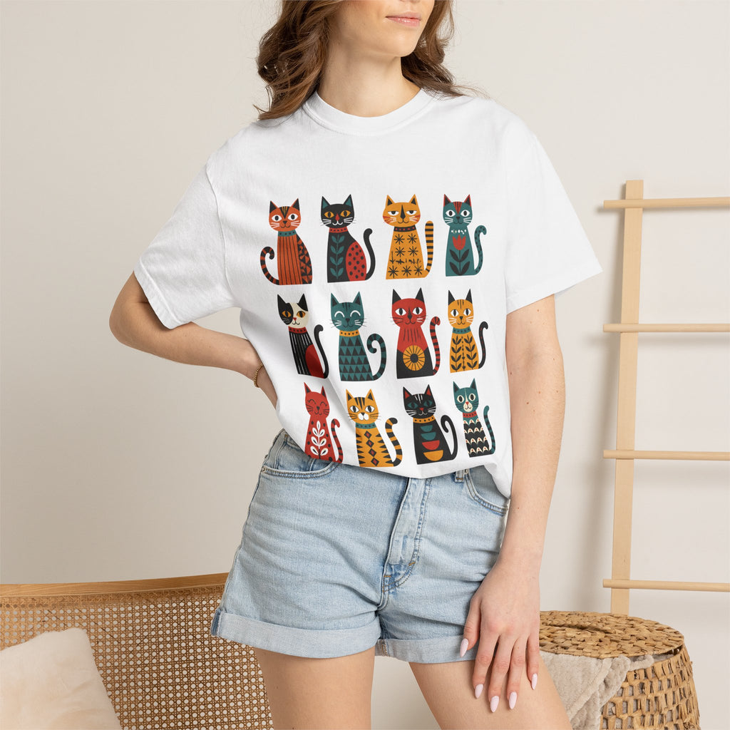 Nordic Folk Cats T-Shirt — 12 Scandinavian Patterned Cats