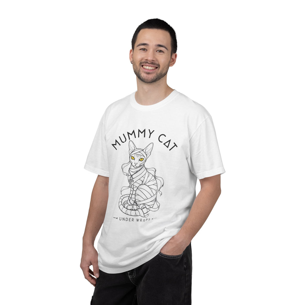 Mummy Cat T-Shirt — Sphynx Mummy Cat with Ankh, "UNDER WRAPS"