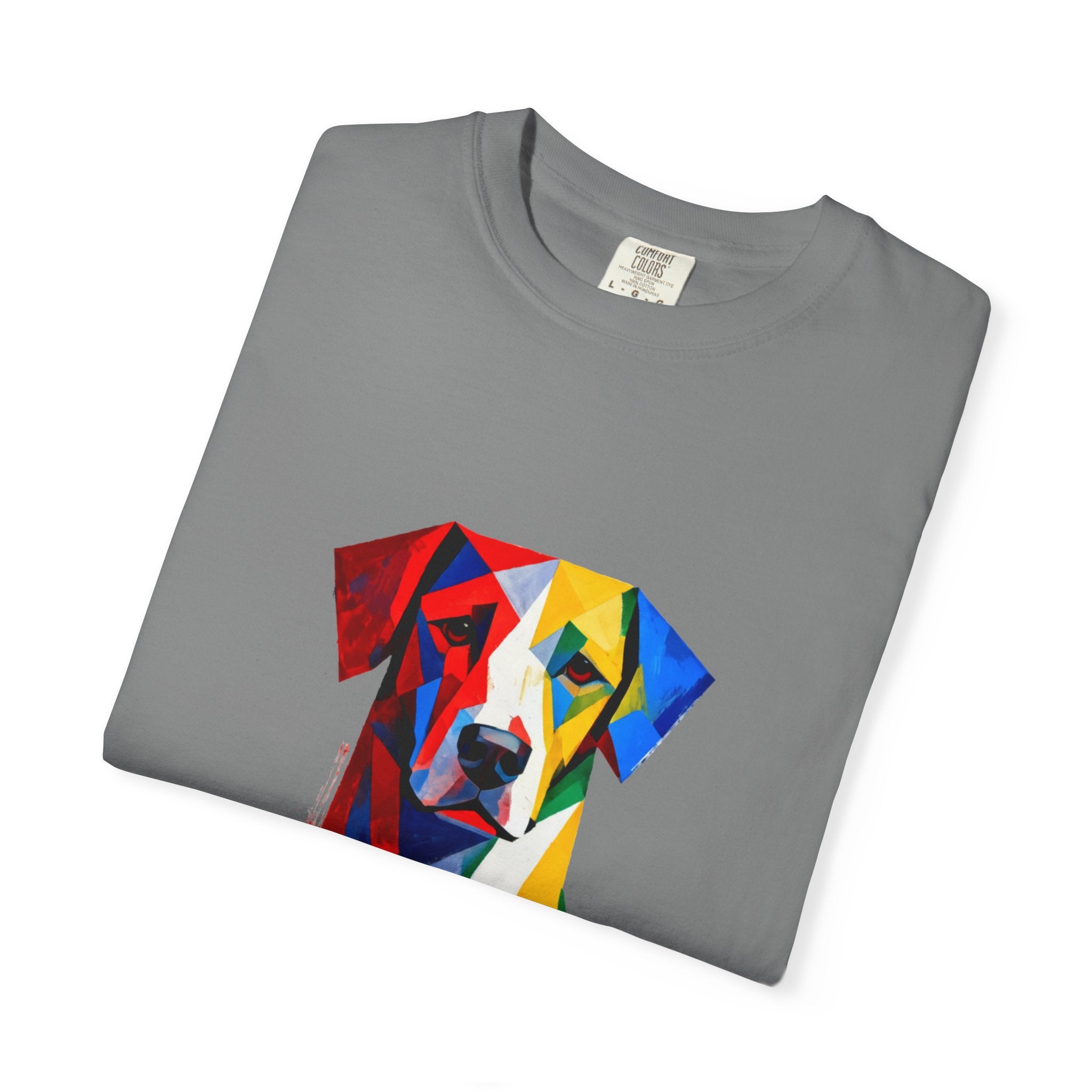 Noble Hound Geometric Dog T-Shirt — Vibrant Low-Poly Pop Art