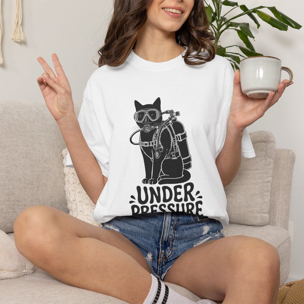 Sleepy Grumpy Cat Tee — Minimal Silhouette Lounging Cat T-Shirt