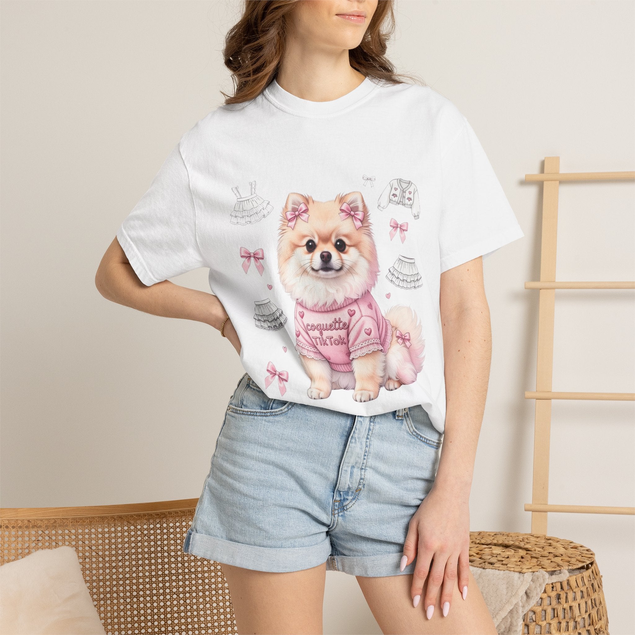 Pomeranian Coquette T-Shirt — 'coquette TikTok' Pastel Anime Dog Tee