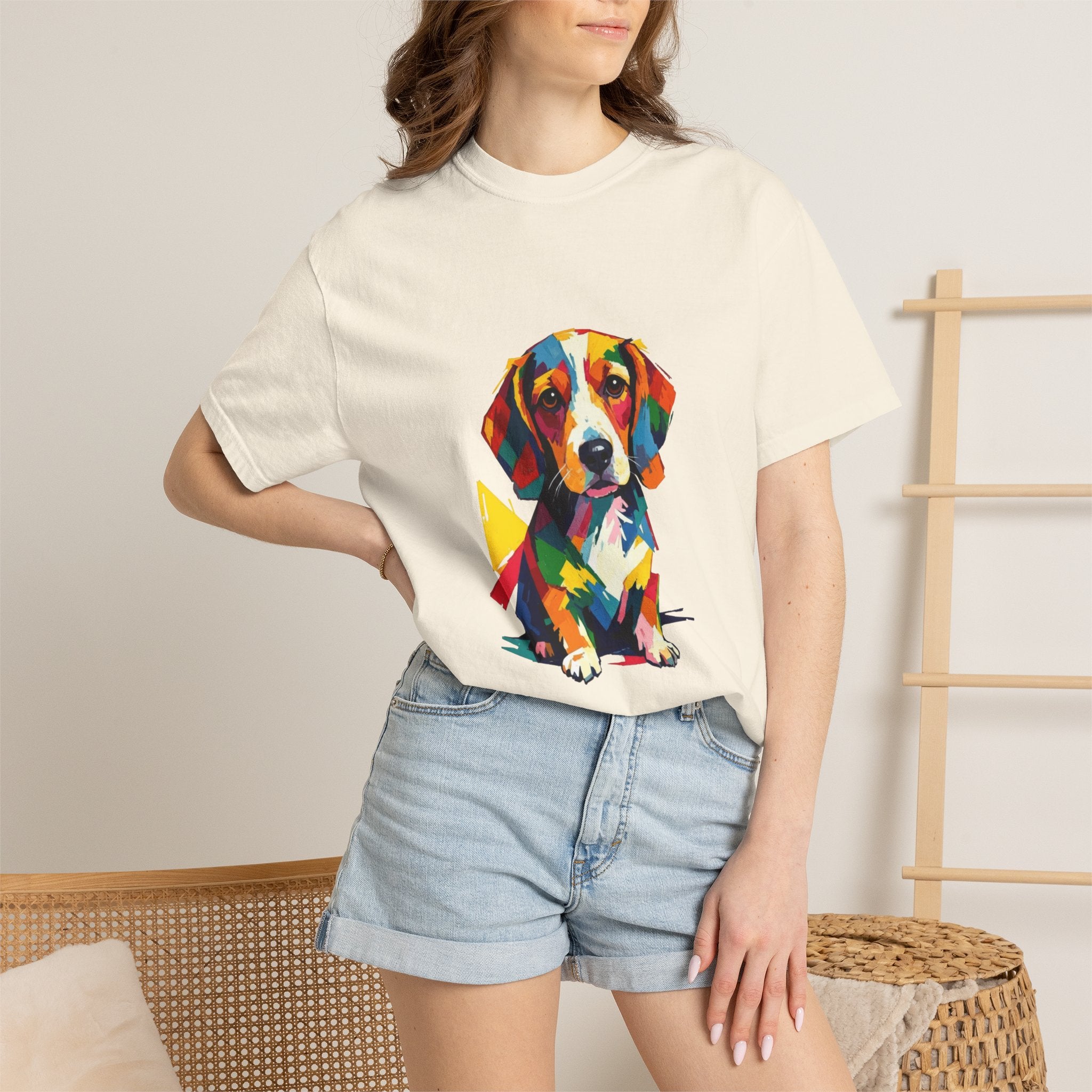 Beagle Pop Art T-Shirt — Colorful Mosaic Hound Puppy Graphic