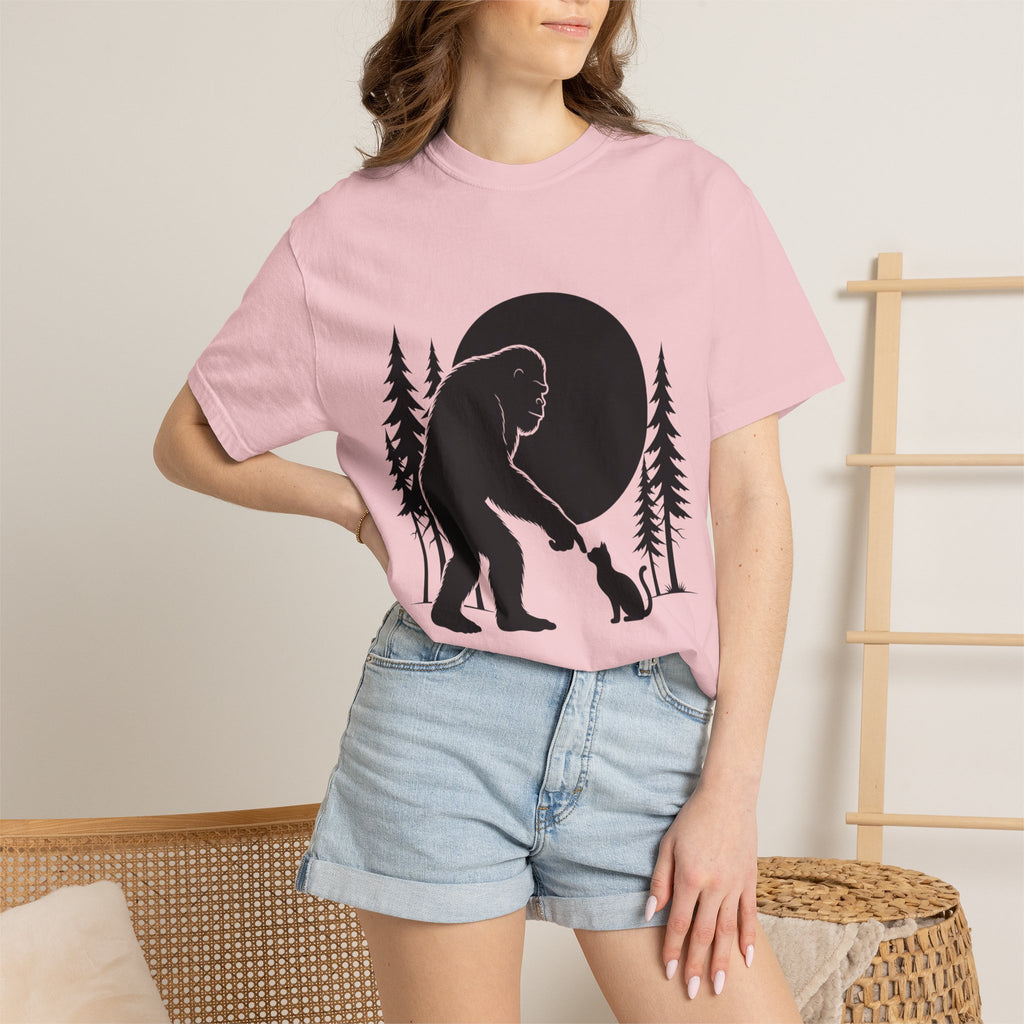 Bigfoot Boop T-Shirt — Minimal Sasquatch & Cat Silhouette Tee