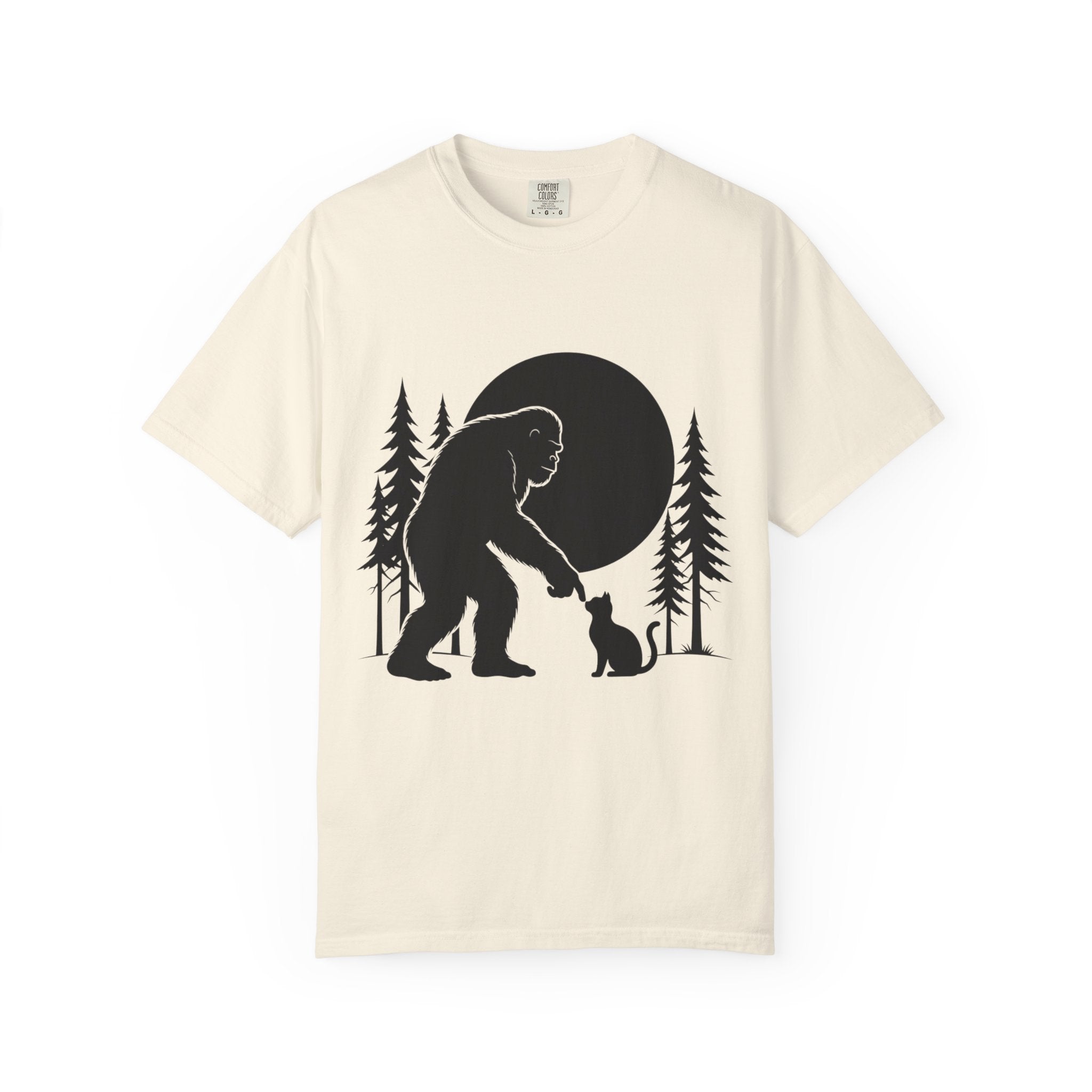 Bigfoot Boop T-Shirt — Minimal Sasquatch & Cat Silhouette Tee