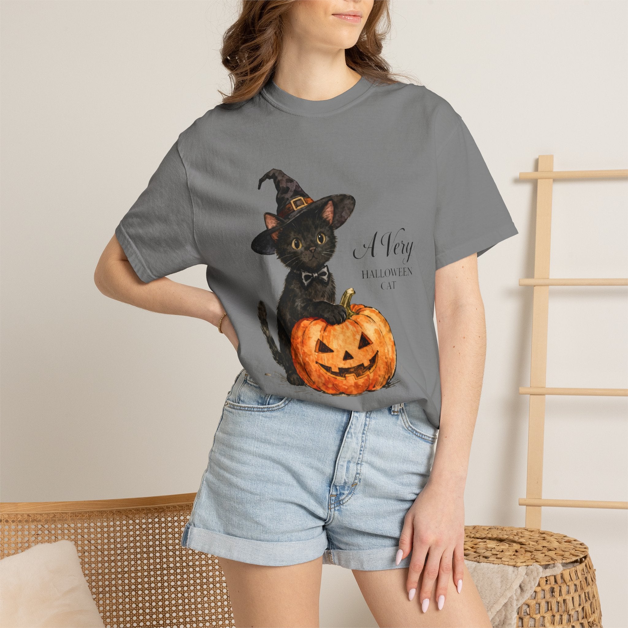 Halloween Cat T‑Shirt — 'A Very HALLOWEEN CAT' Watercolor Kitten Tee