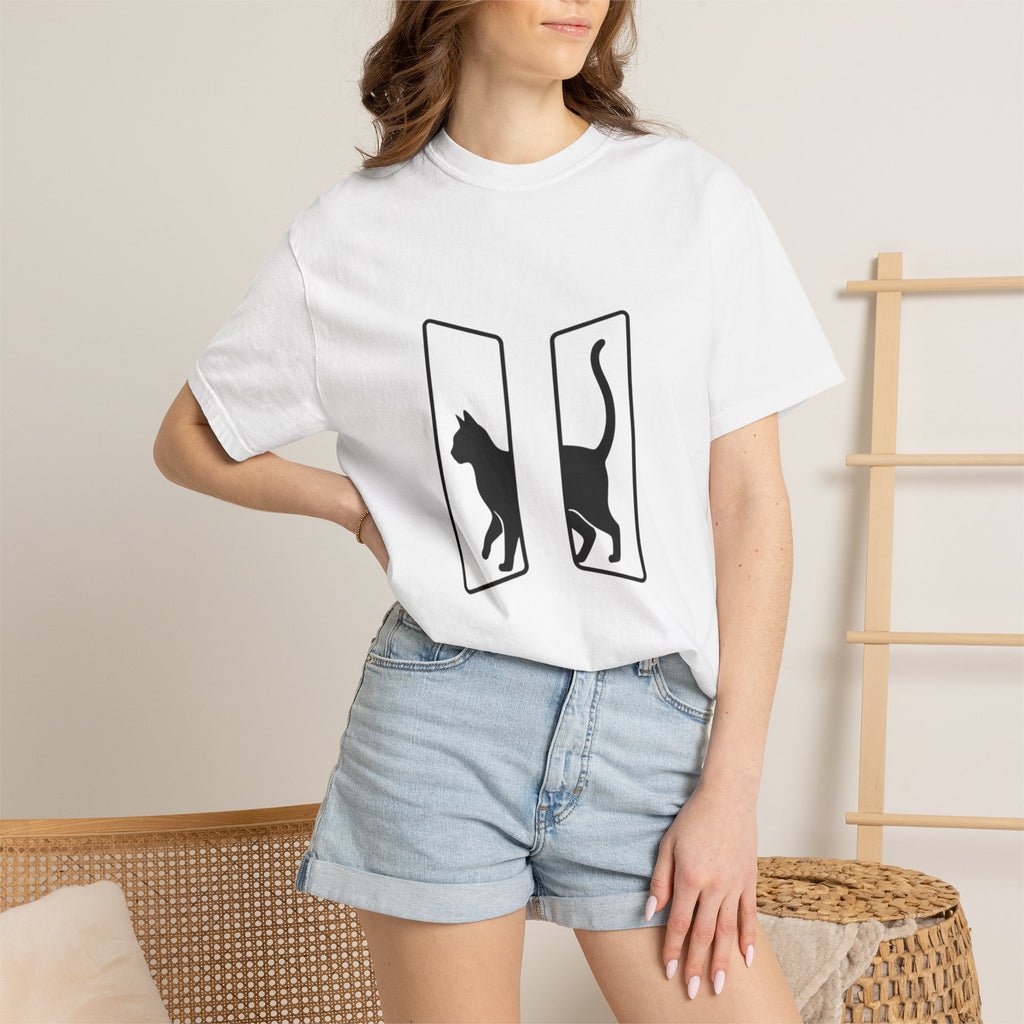 Minimalist Split Black Cat T-Shirt
