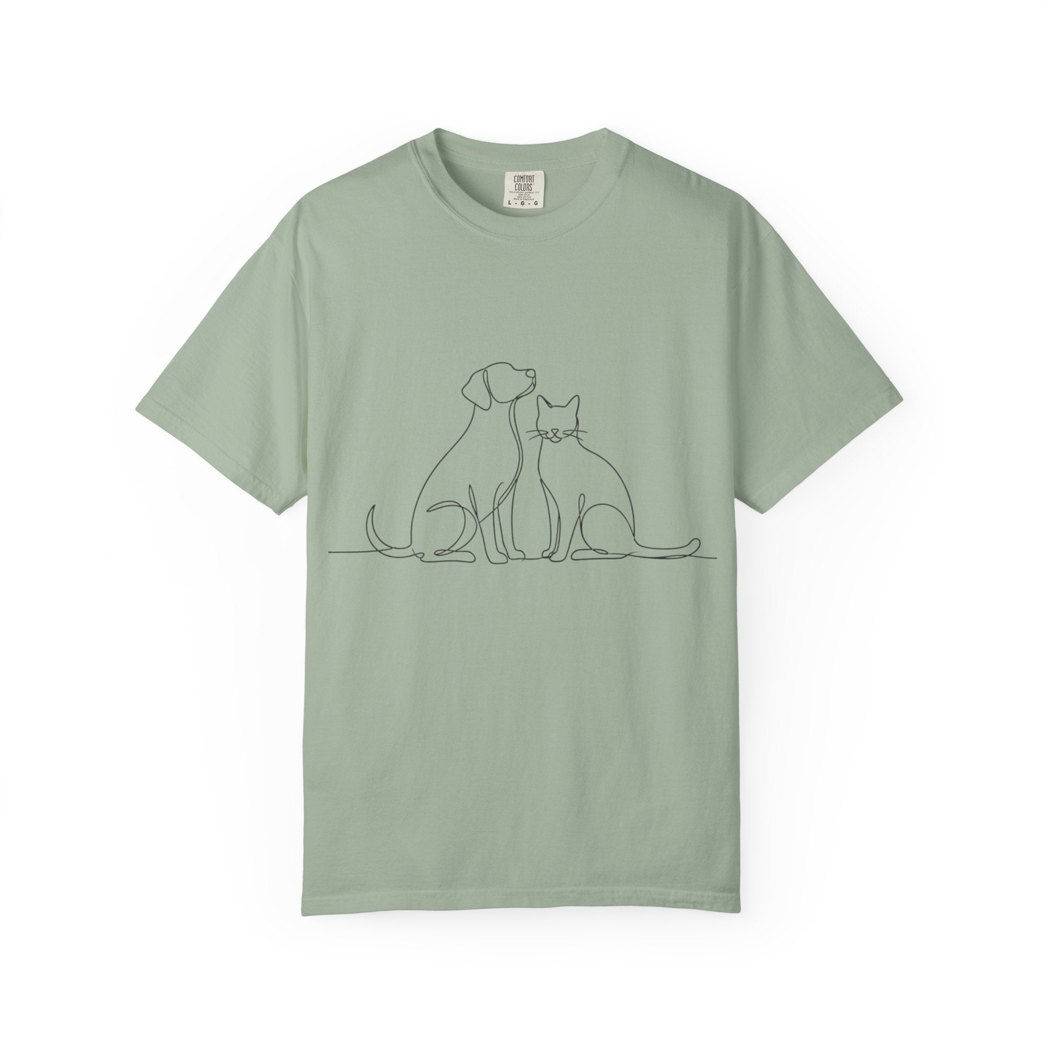 Minimal Single-Line Dog & Cat T-Shirt — Scandinavian Minimalist Pet Art