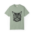 Tabby Cat Ink Portrait T-Shirt — Monochrome Fierce Cat Graphic