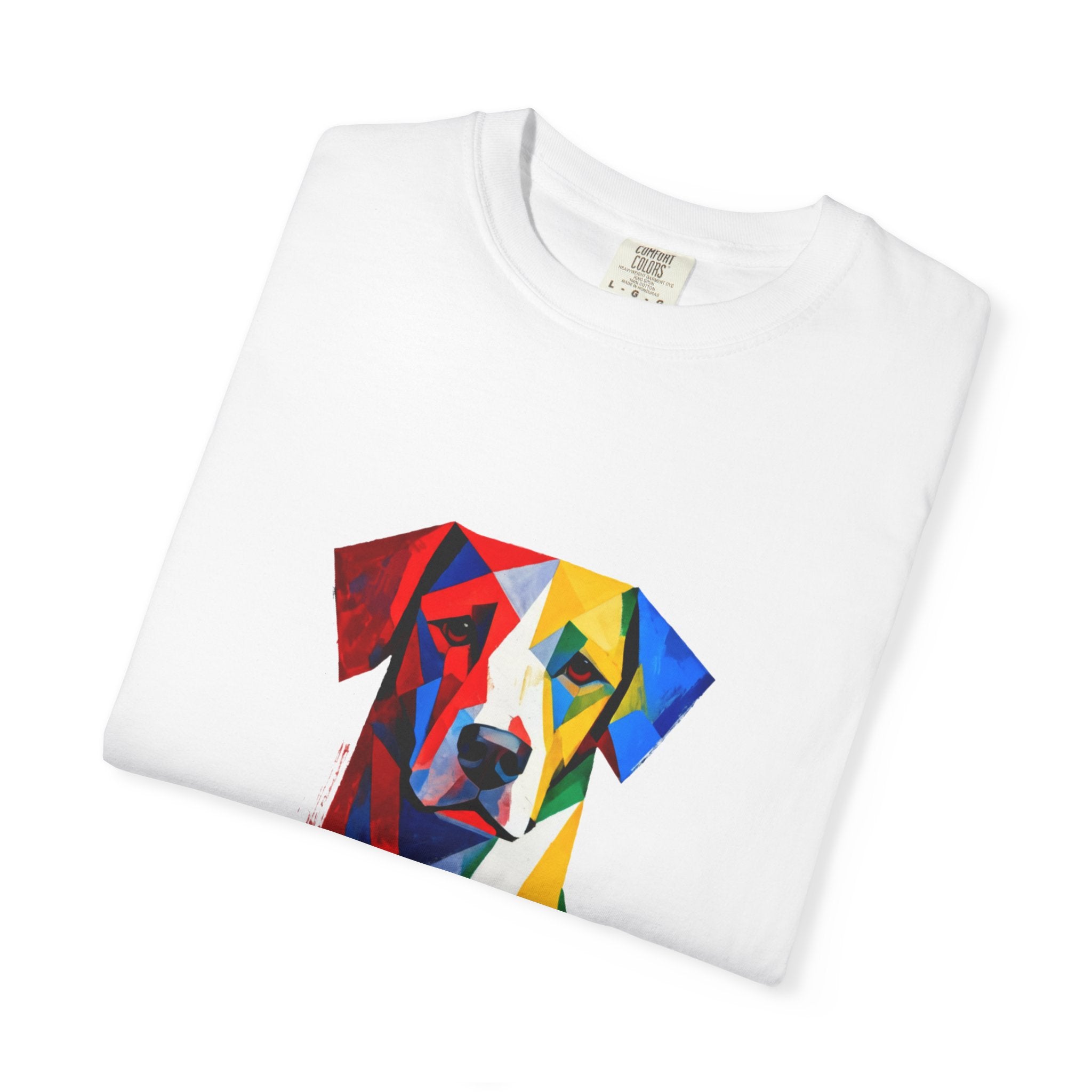 Noble Hound Geometric Dog T-Shirt — Vibrant Low-Poly Pop Art
