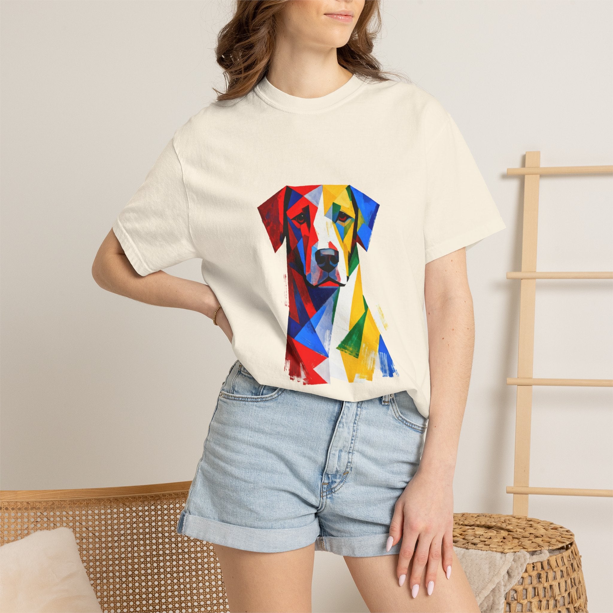 Noble Hound Geometric Dog T-Shirt — Vibrant Low-Poly Pop Art