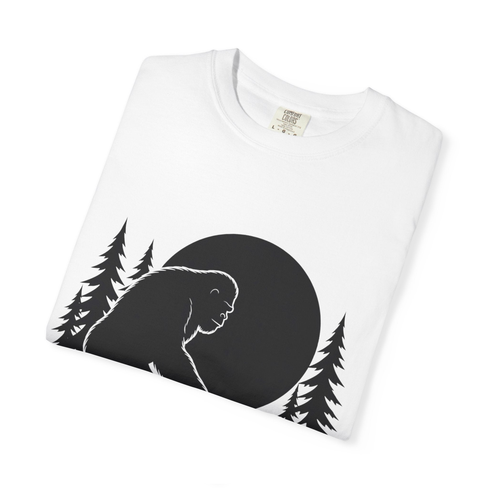 Bigfoot Boop T-Shirt — Minimal Sasquatch & Cat Silhouette Tee