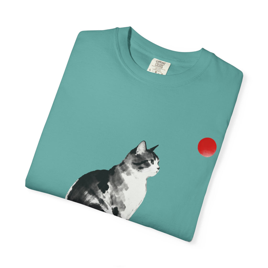 Sumi-e Tabby Cat T-Shirt — Minimalist Japanese Ink Wash Design