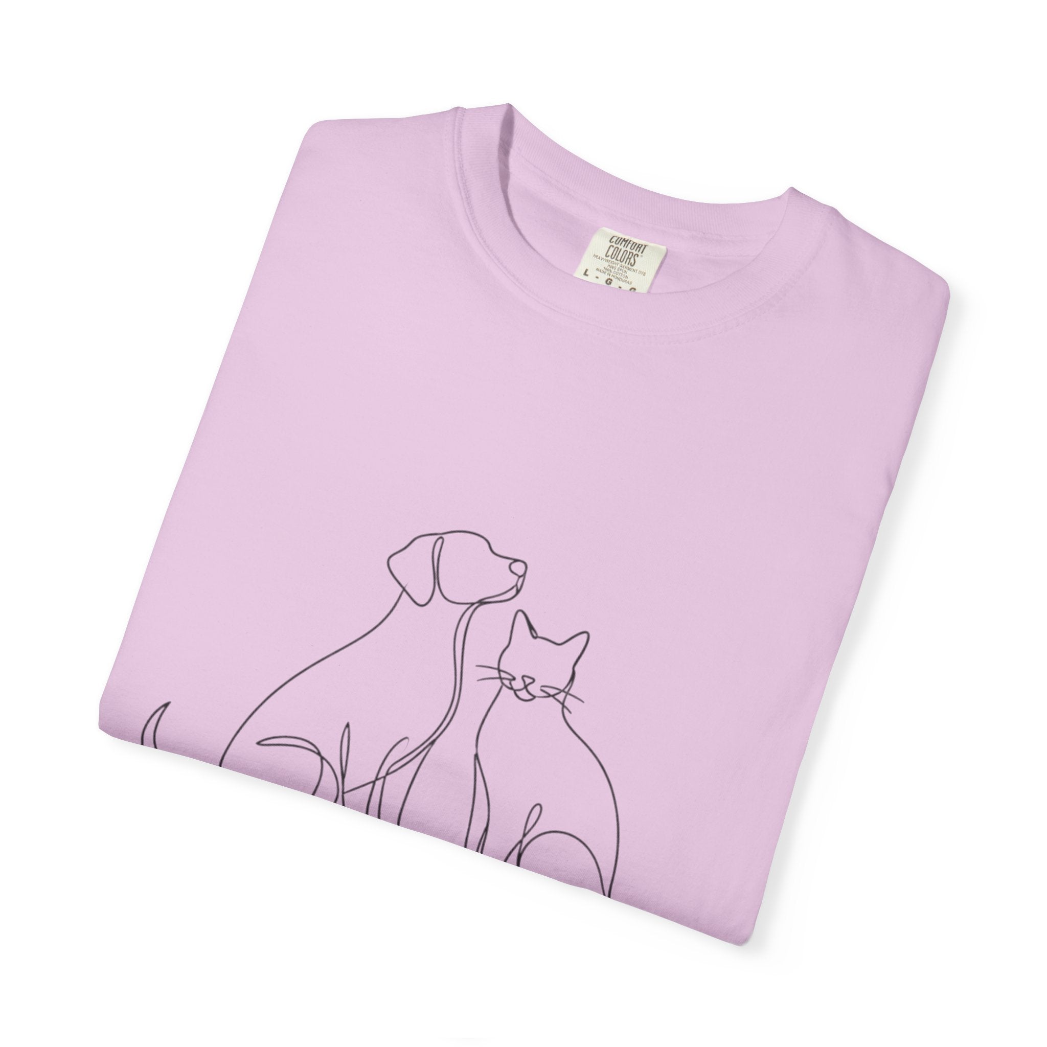 Minimal Single-Line Dog & Cat T-Shirt — Scandinavian Minimalist Pet Art