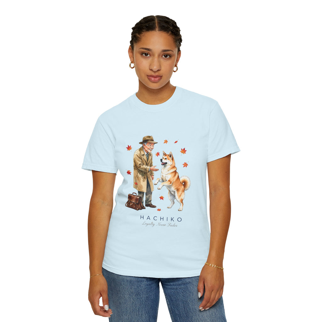Hachiko Loyalty Tee — Heartwarming Dog & Old Man Illustration T-Shirt