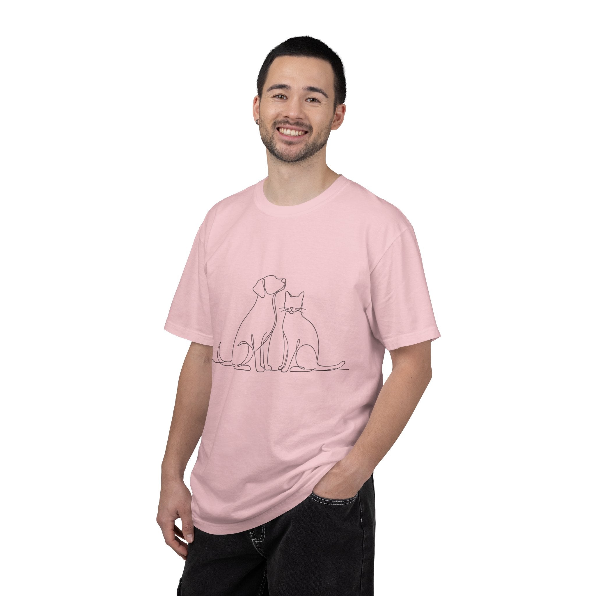 Minimal Single-Line Dog & Cat T-Shirt — Scandinavian Minimalist Pet Art