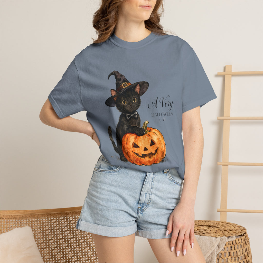 Halloween Cat T‑Shirt — 'A Very HALLOWEEN CAT' Watercolor Kitten Tee
