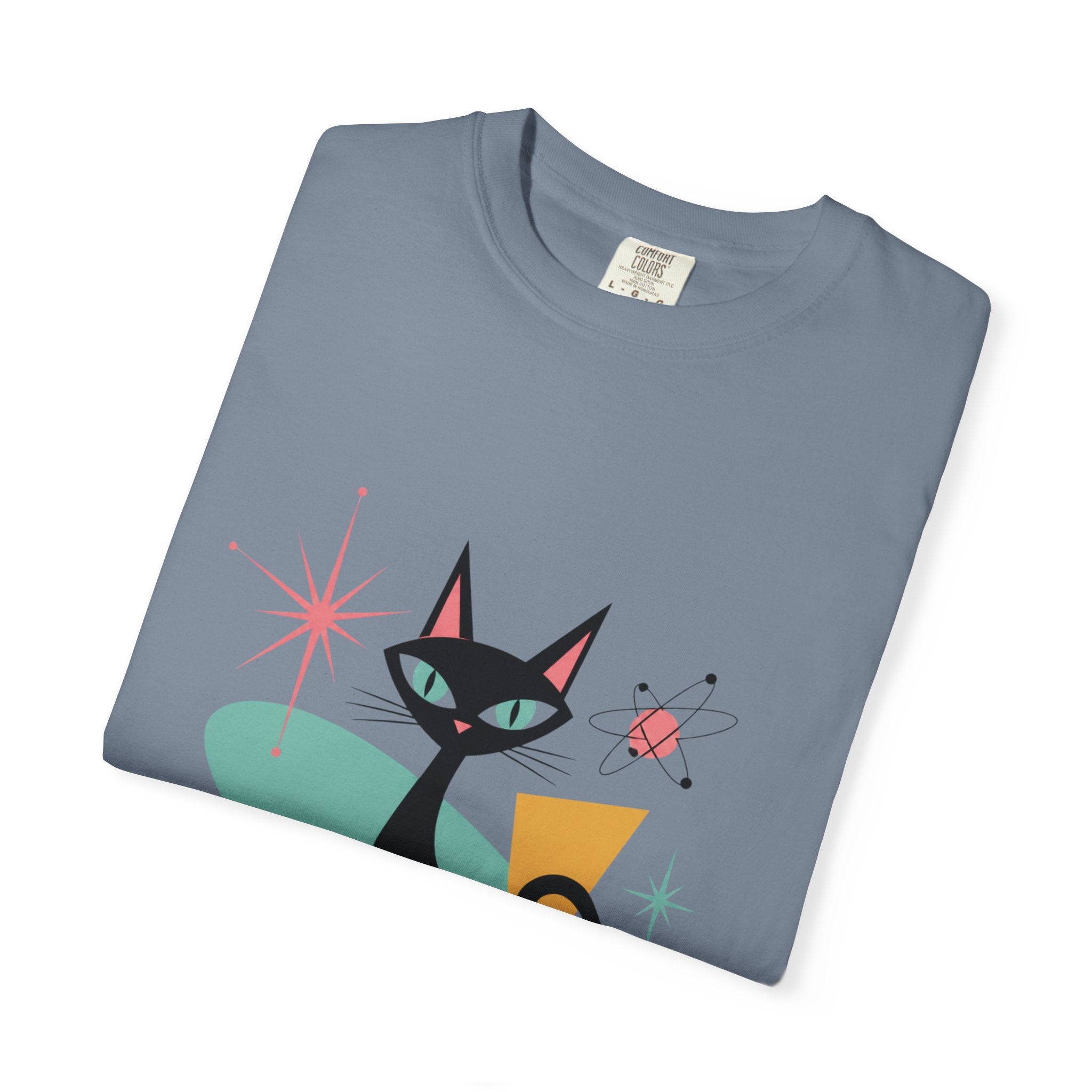 Retro Atomic Black Cat T-Shirt — 1950s Mid-Century Modern Graphic