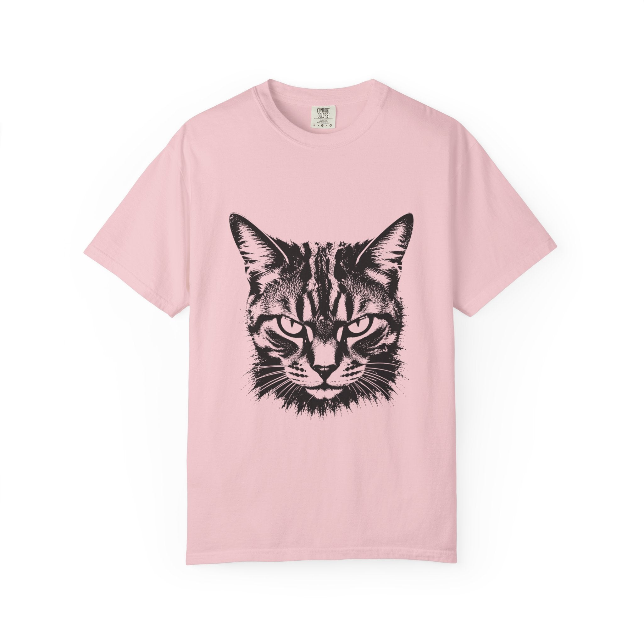 Tabby Cat Ink Portrait T-Shirt — Monochrome Fierce Cat Graphic