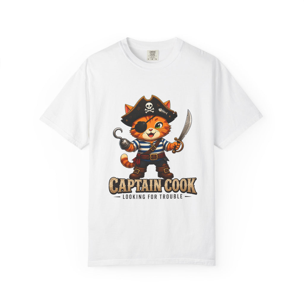 Captain Cook Pirate Cat T-Shirt — "Captain Cook: Looking for Trouble"