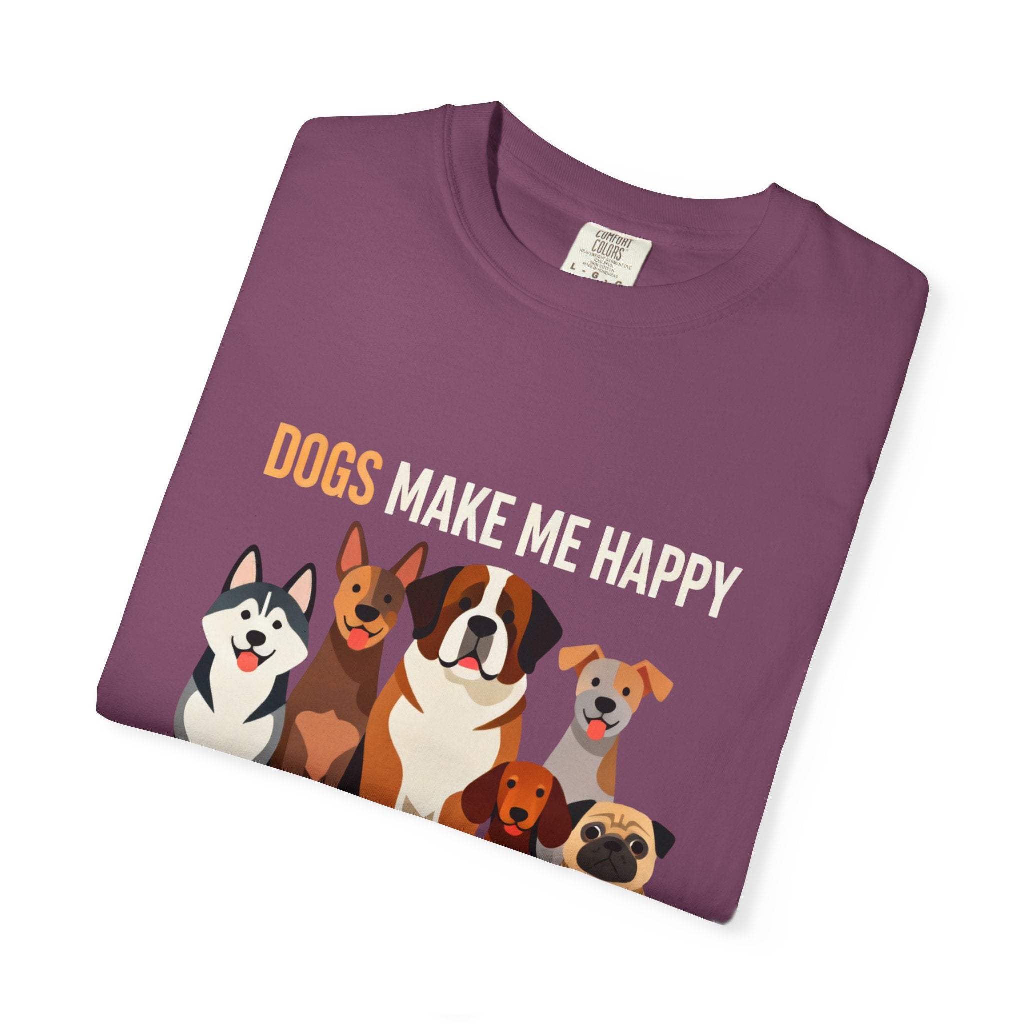 Dogs Make Me Happy T-Shirt — Cute Cartoon Dogs Graphic Tee