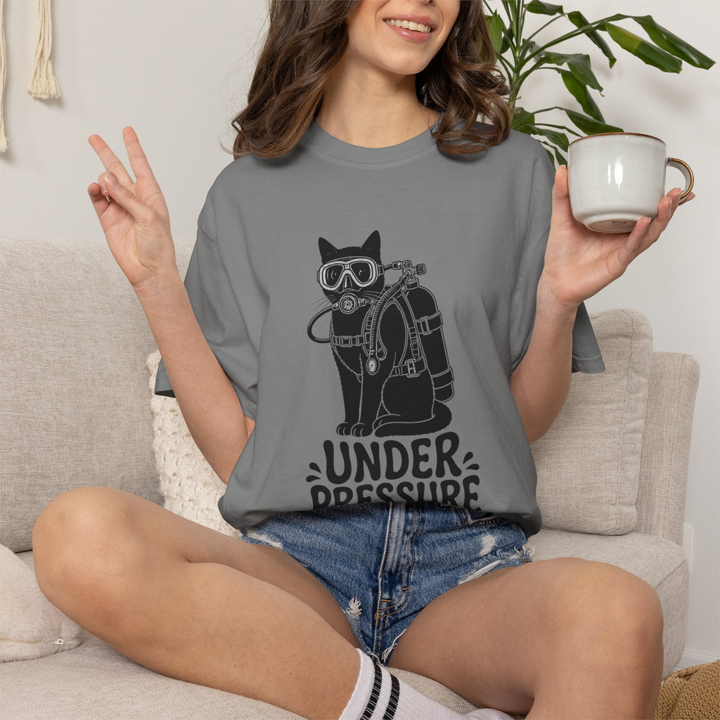Sleepy Grumpy Cat Tee — Minimal Silhouette Lounging Cat T-Shirt