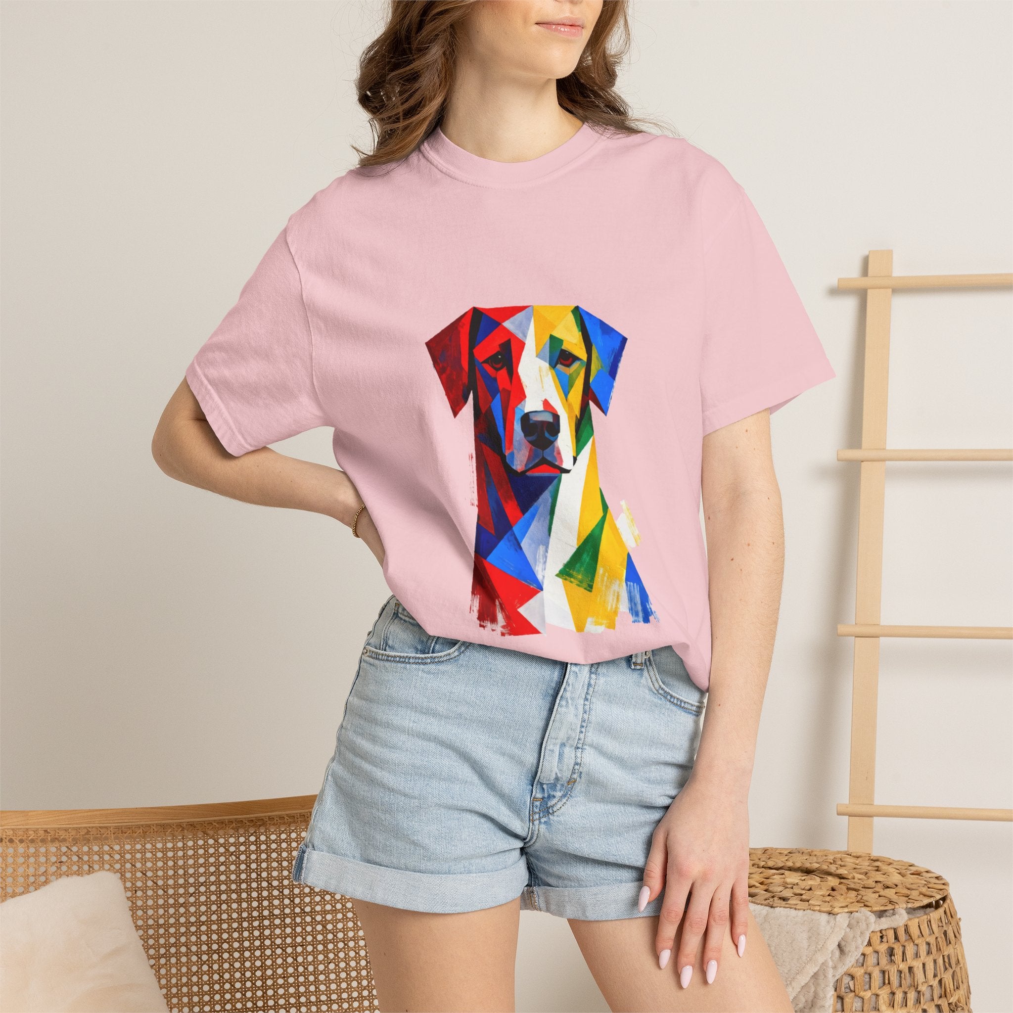 Noble Hound Geometric Dog T-Shirt — Vibrant Low-Poly Pop Art