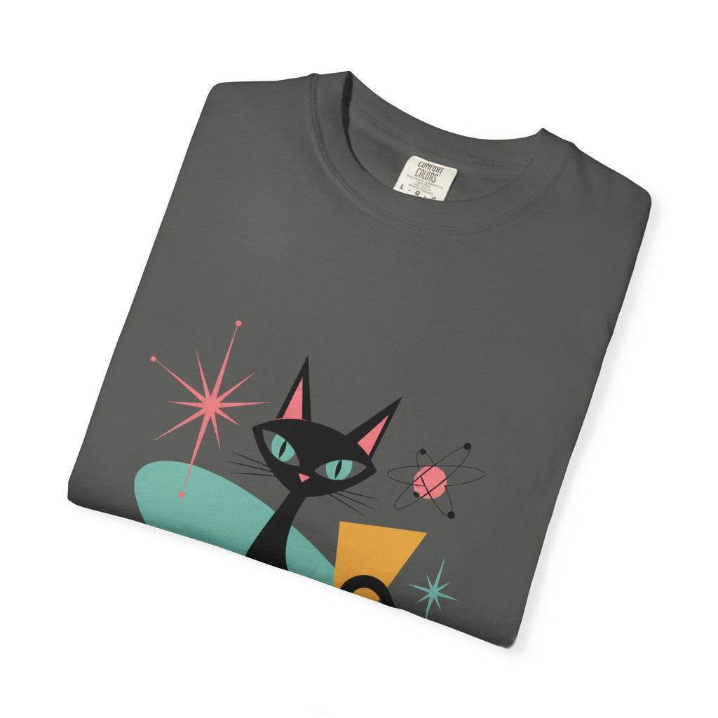 Retro Atomic Black Cat T-Shirt — 1950s Mid-Century Modern Graphic