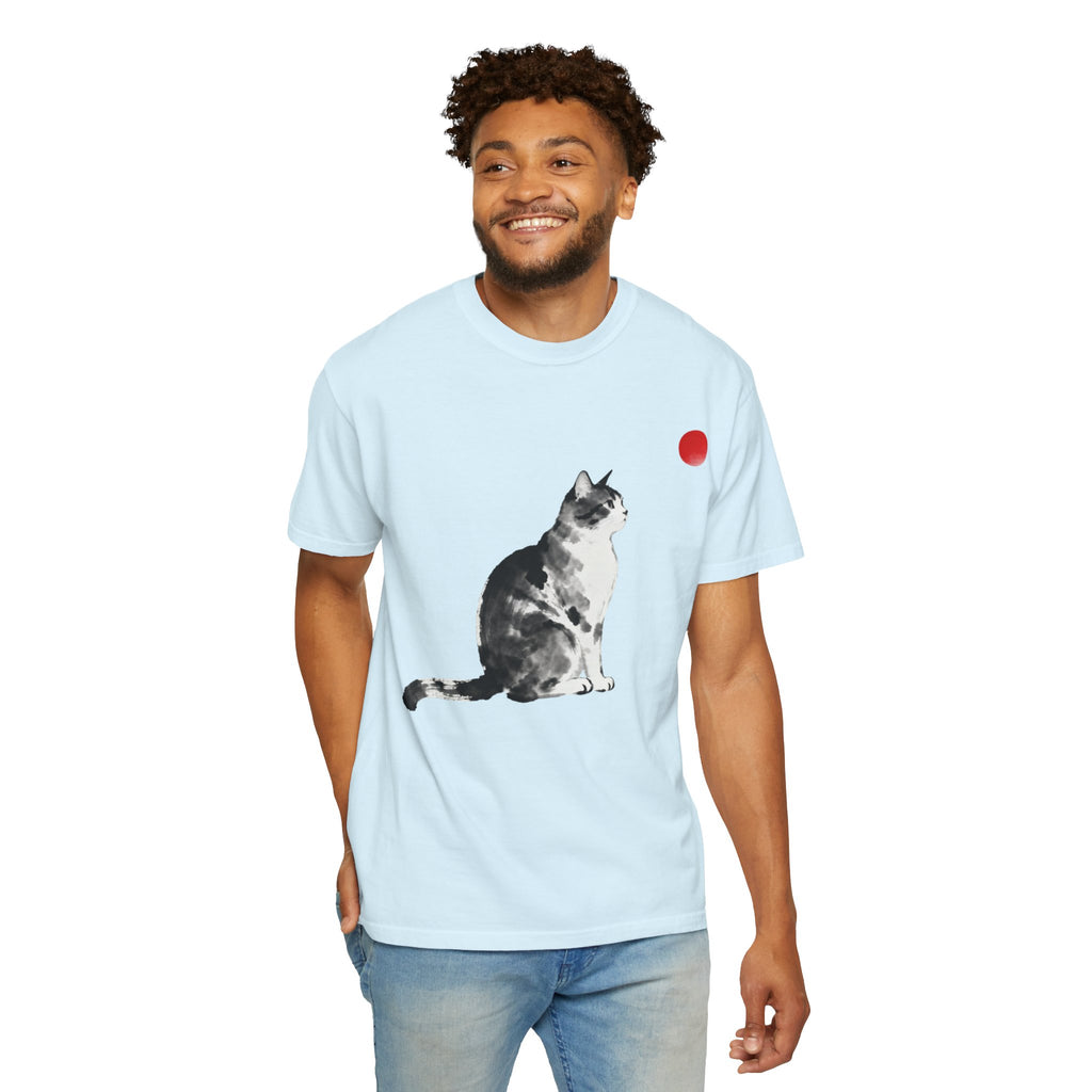 Sumi-e Tabby Cat T-Shirt — Minimalist Japanese Ink Wash Design