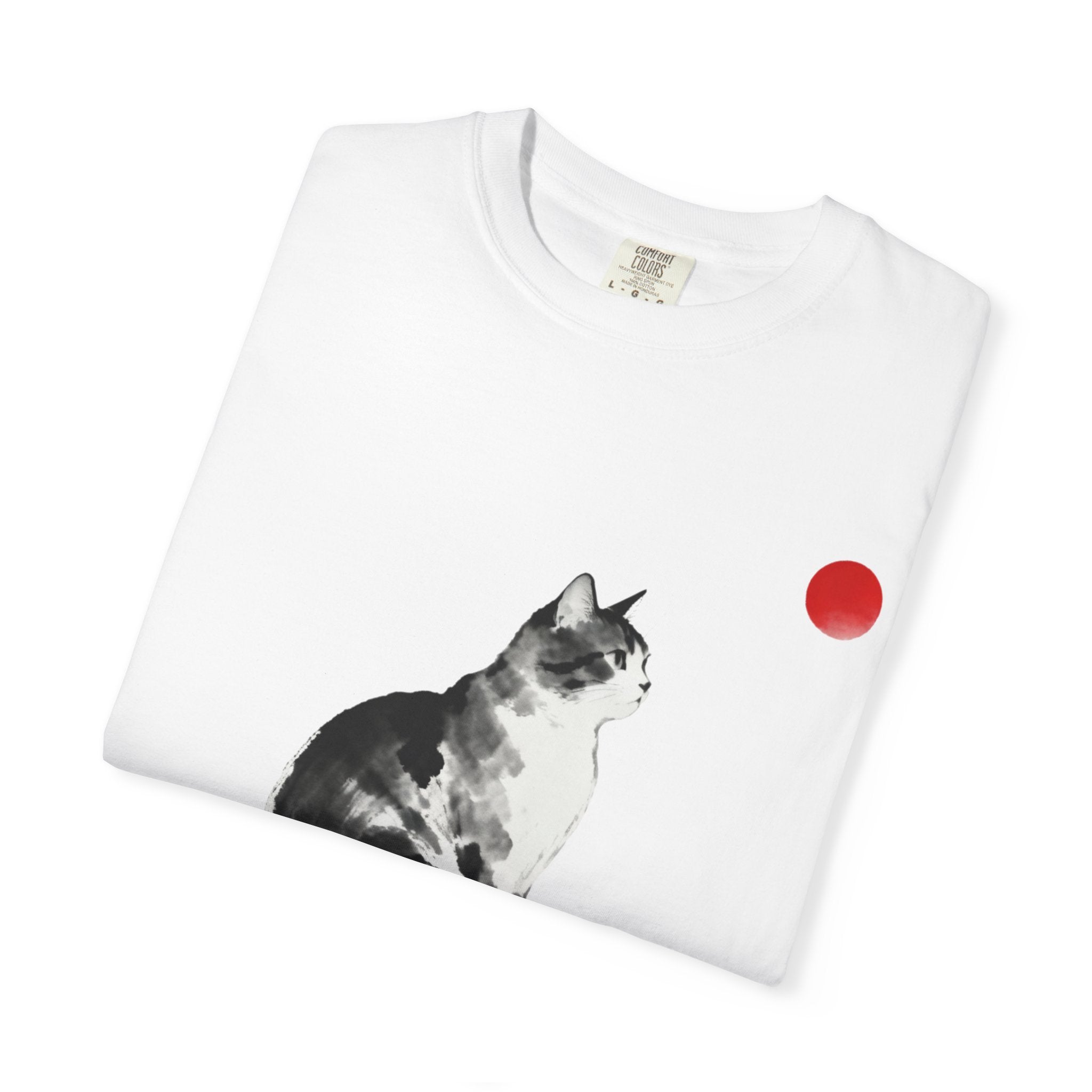 Sumi-e Tabby Cat T-Shirt — Minimalist Japanese Ink Wash Design