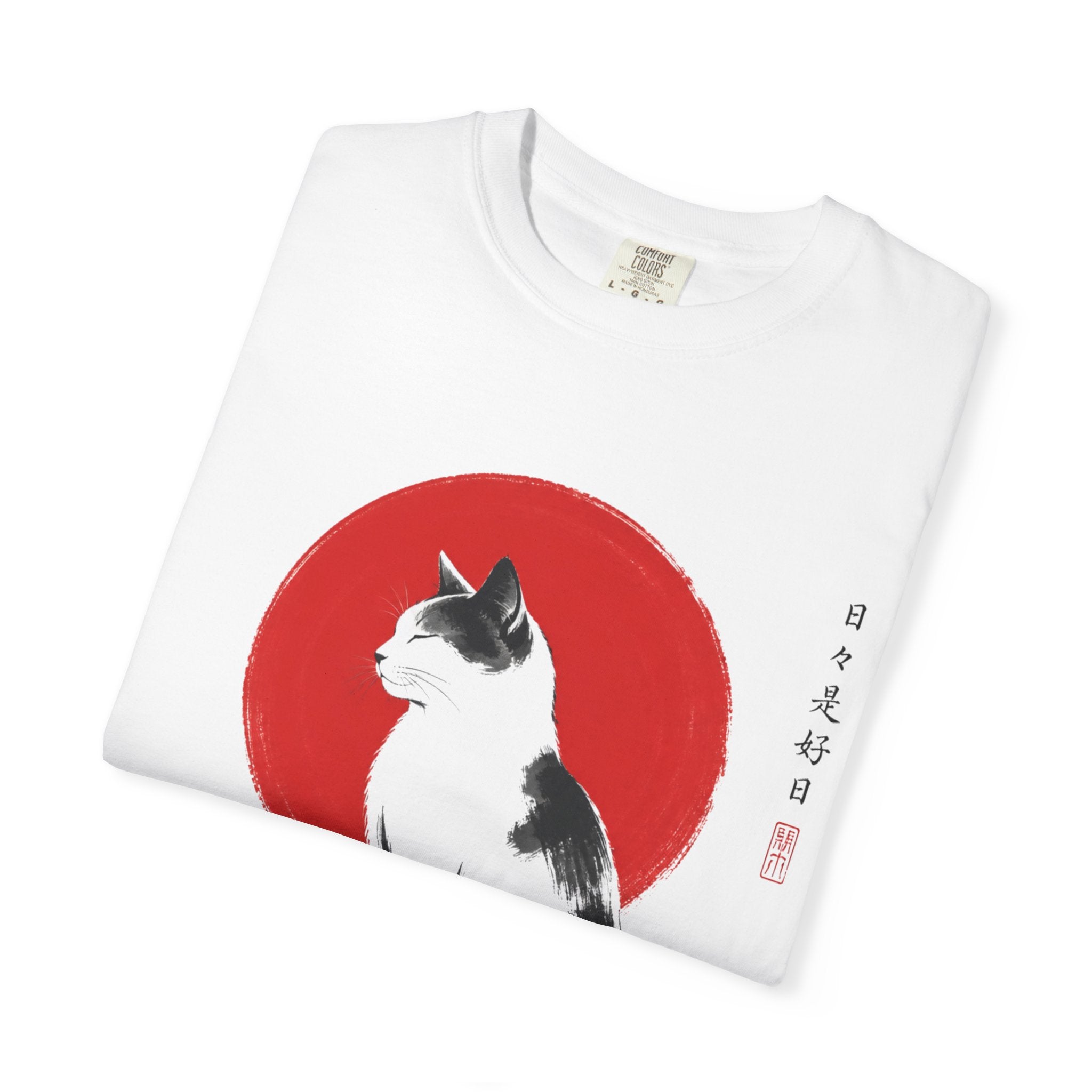 Calico Cat Sumi-e T-Shirt — Minimal Japanese Ink Wash Cat Tee