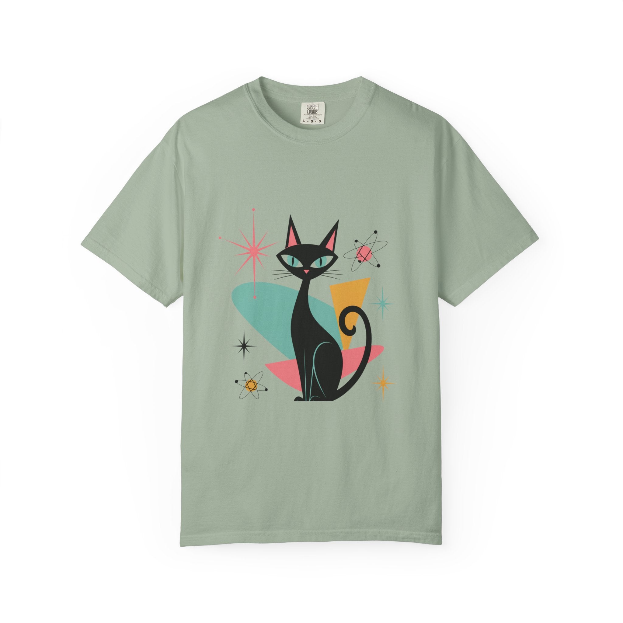 Retro Atomic Black Cat T-Shirt — 1950s Mid-Century Modern Graphic