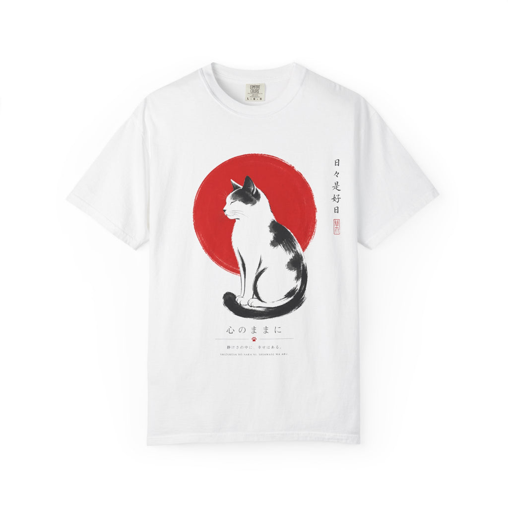 Calico Cat Sumi-e T-Shirt — Minimal Japanese Ink Wash Cat Tee