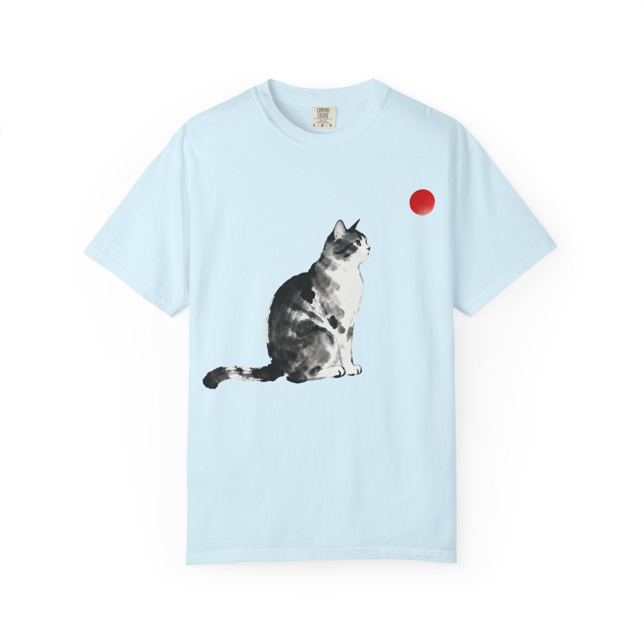 Sumi-e Tabby Cat T-Shirt — Minimalist Japanese Ink Wash Design