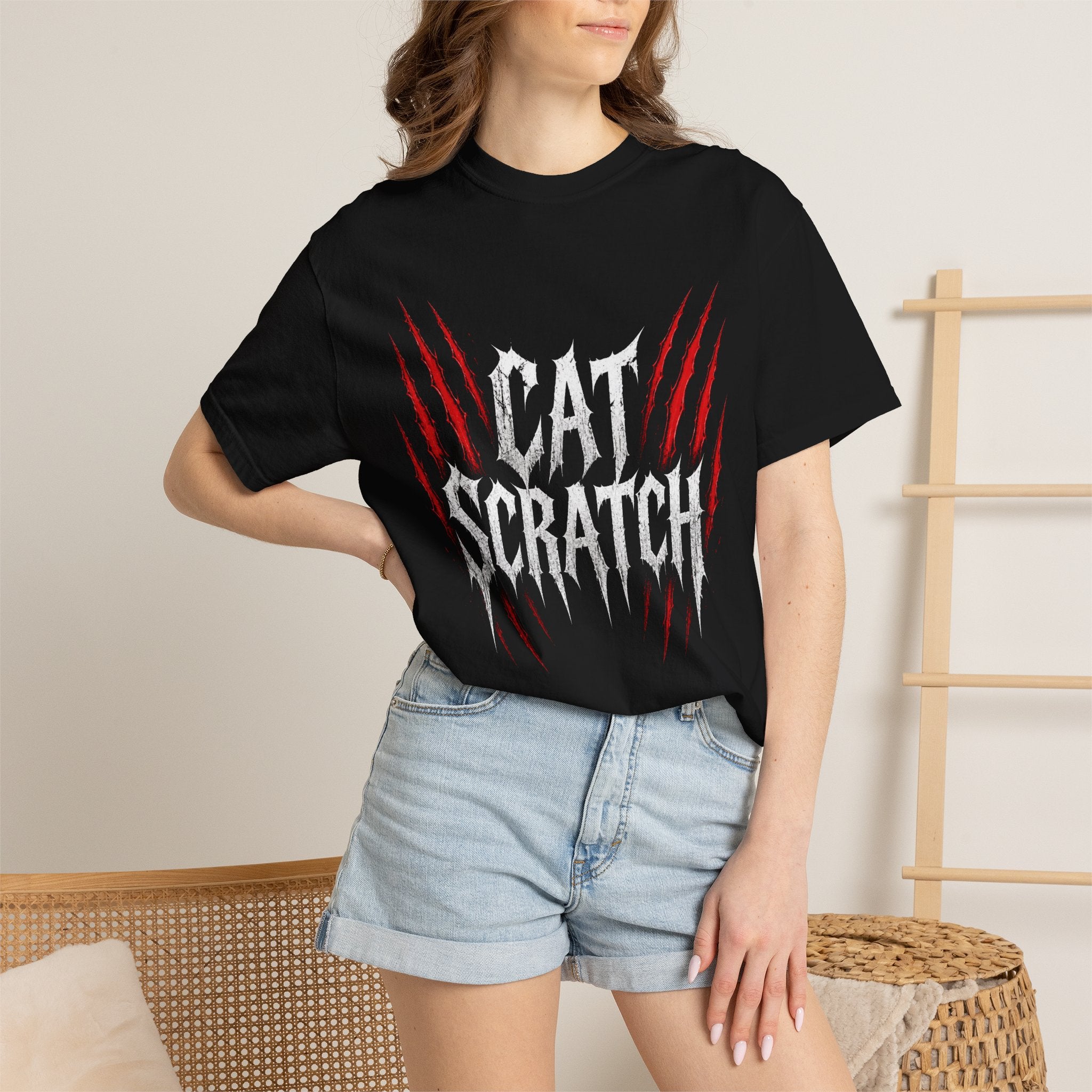 Cat Scratch Deathcore T-Shirt — Bloody Claw Mark Metal Tee