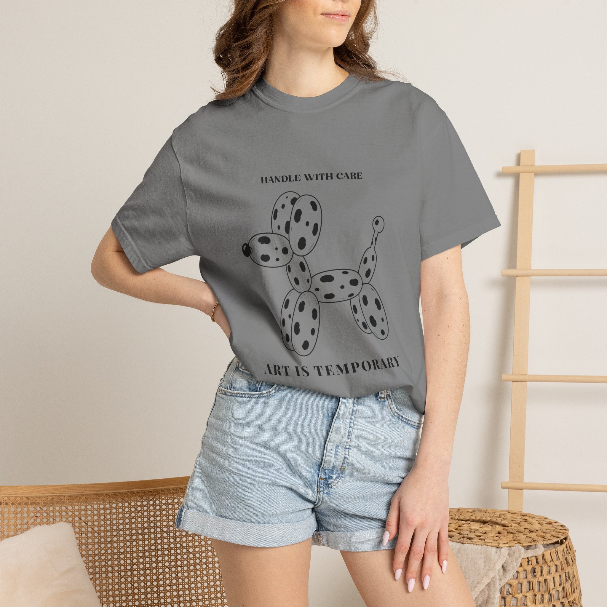 Art Is Temporary Balloon Dog T-Shirt — 'Handle With Care' Graphic Tee