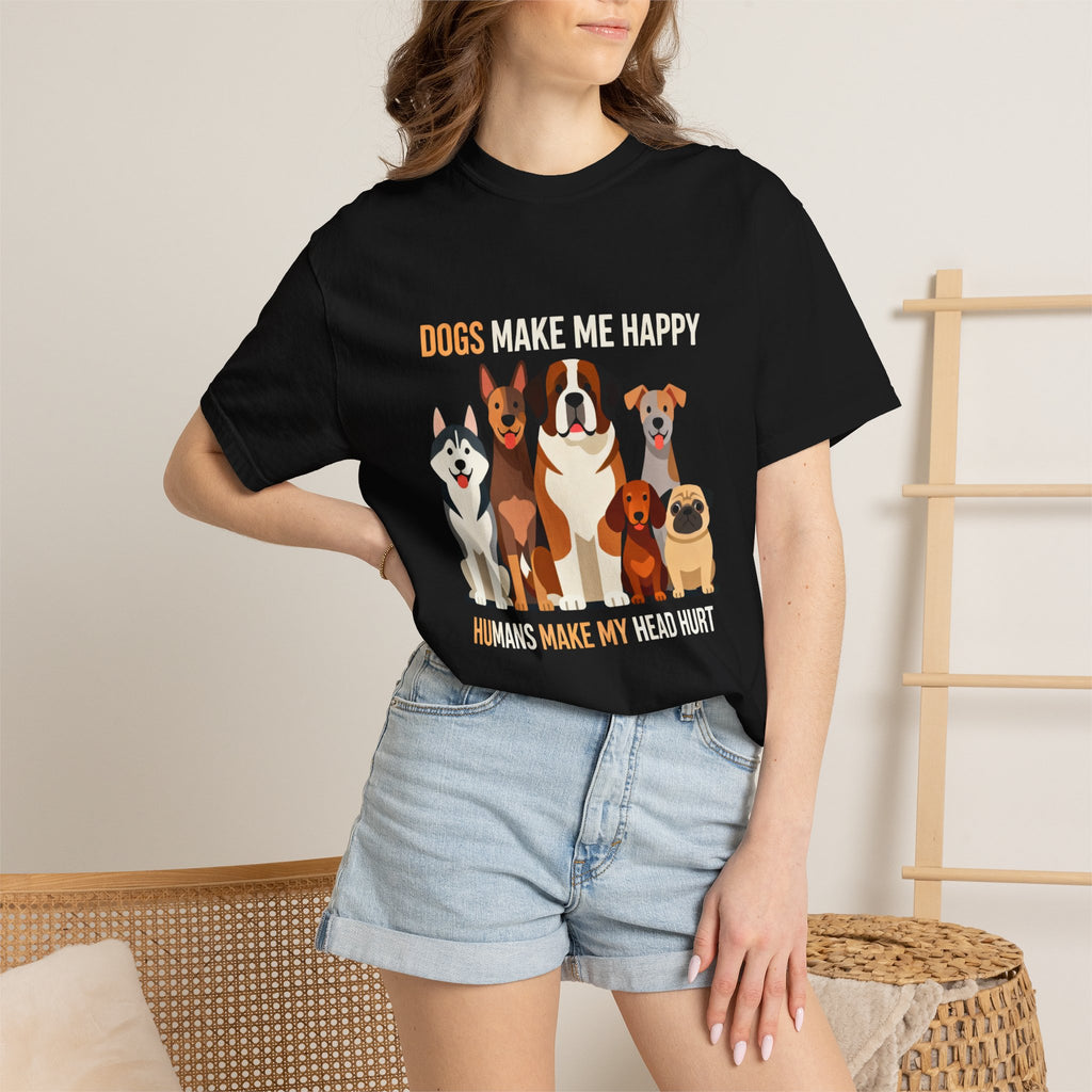 Dogs Make Me Happy T-Shirt — Cute Cartoon Dogs Graphic Tee