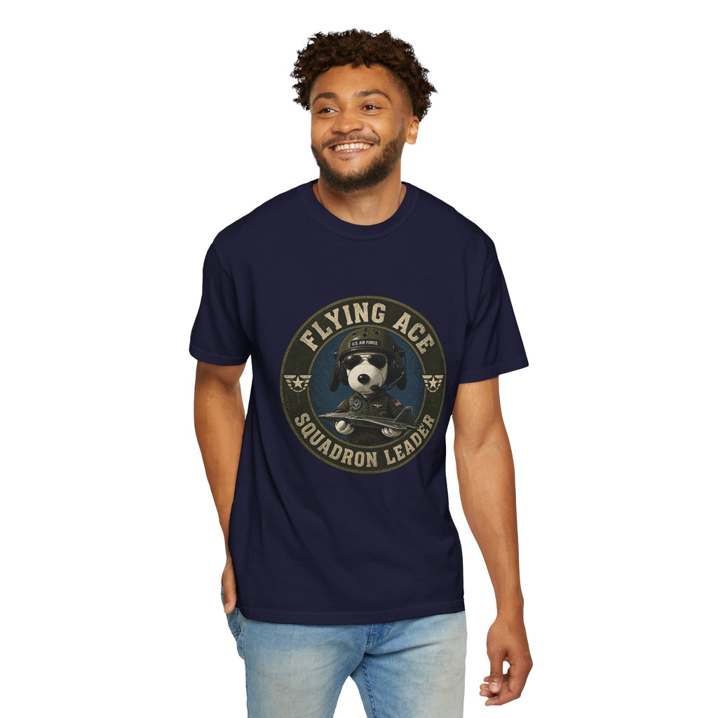 Flying Ace Squadron Leader T‑Shirt — Vintage Pilot Dog Graphic