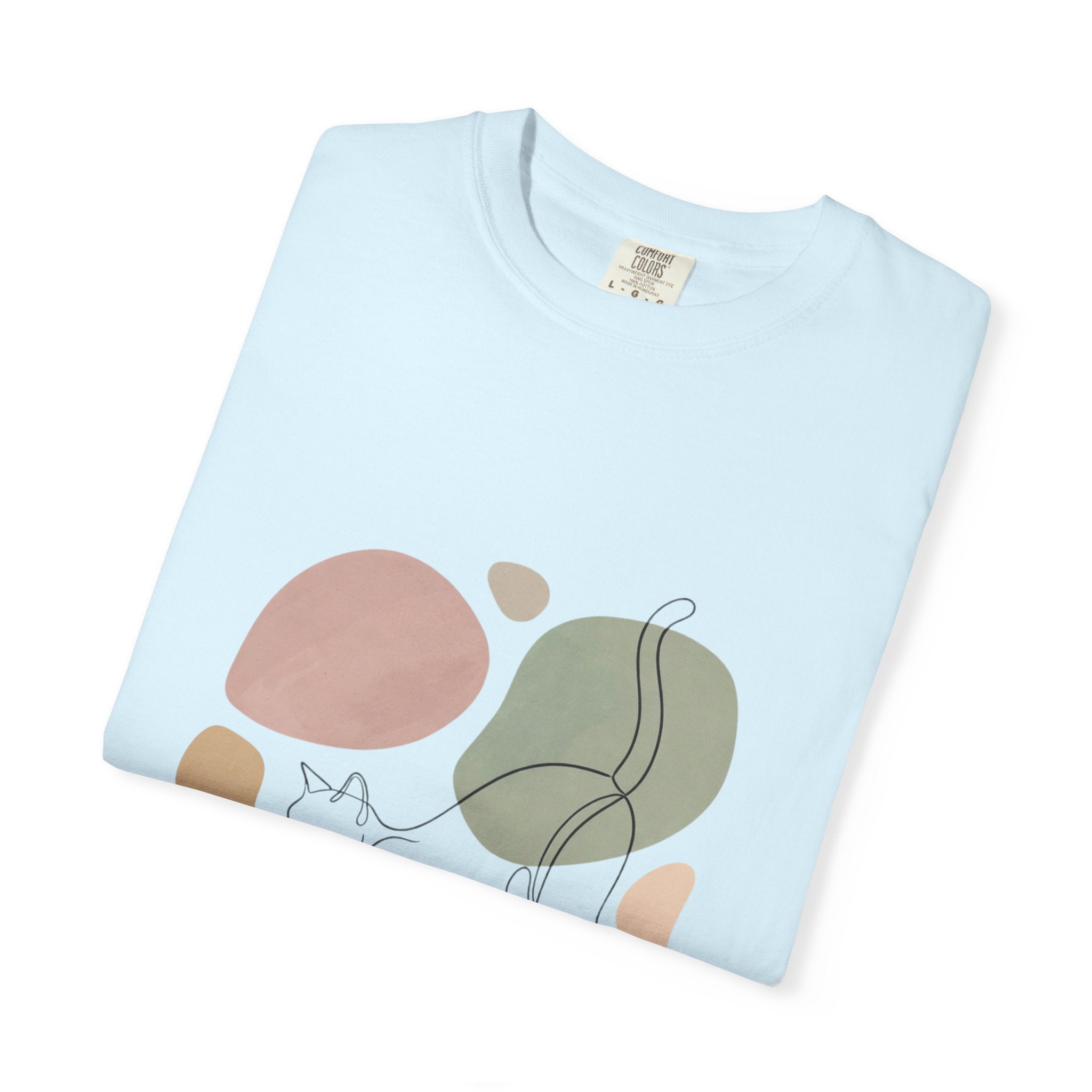 Cat Stretch Line Art T-Shirt — Minimal Boho Scandinavian Pet Graphic